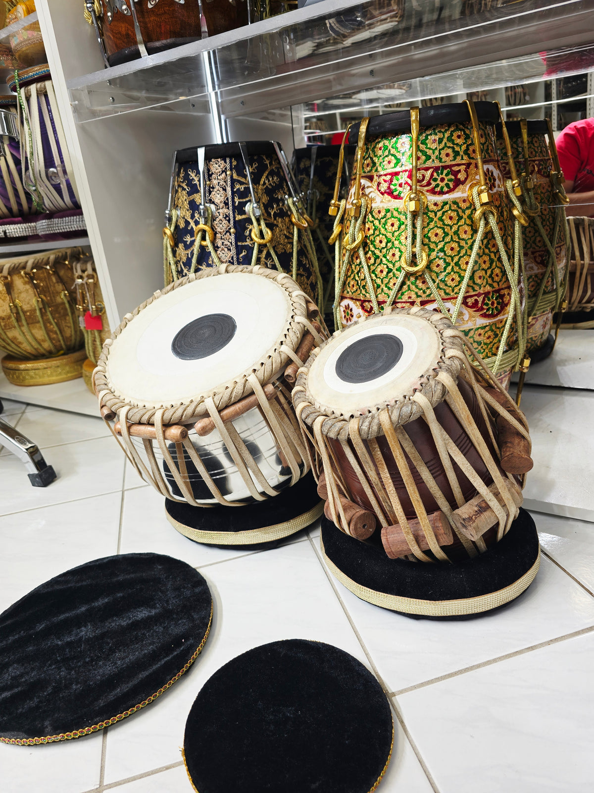 Swar Sadhana Semi-Professional Tabla Set | 5.5" E/D#/D Red Sheesham Dayan & 9.25" Brass Bayan | Very Minor Cosmetic Blemishes