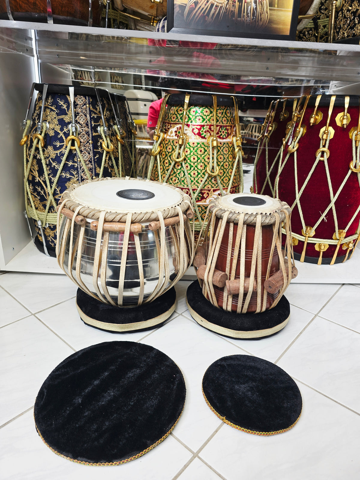 Swar Sadhana Semi-Professional Tabla Set | 5.5" E/D#/D Red Sheesham Dayan & 9.25" Brass Bayan | Very Minor Cosmetic Blemishes
