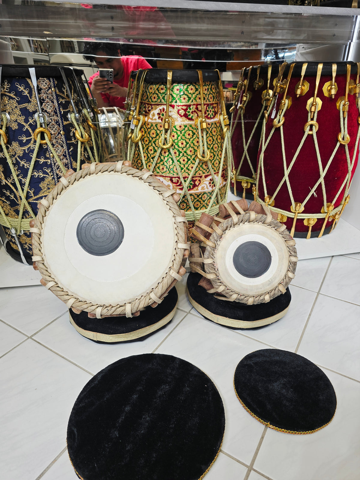 Swar Sadhana Semi-Professional Tabla Set | 5.5" E/D#/D Red Sheesham Dayan & 9.25" Brass Bayan | Very Minor Cosmetic Blemishes