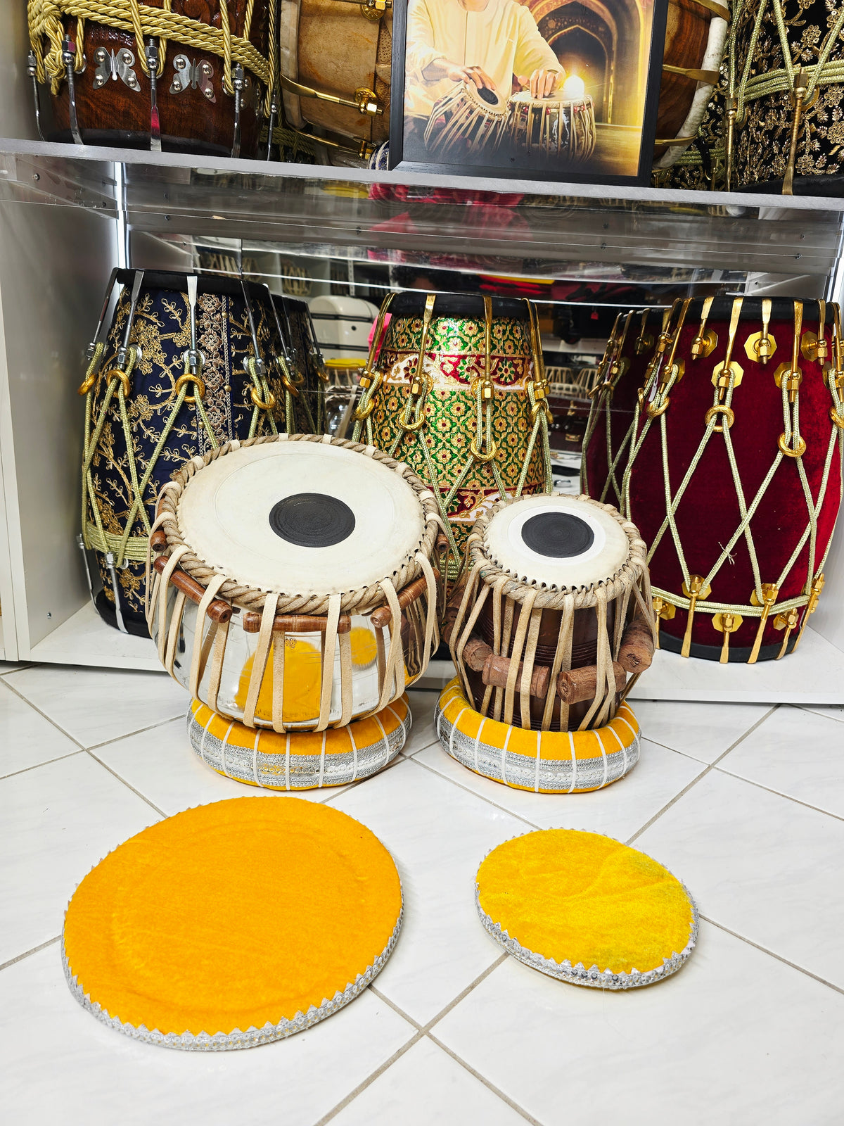 Riyaaz Heritage Semi-Professional Tabla Set | 5.5" E/D#/D Red Sheesham Dayan & 9.25" Brass Bayan | Very Minor Cosmetic Blemishes & Slight Buzzing