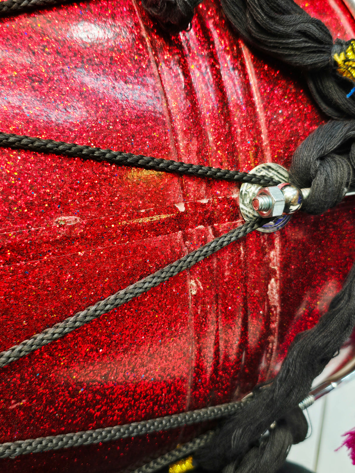 Crimson Stardust 23.75" Fiberglass Punjabi Dhol with Composite Plastic Skins on Both Sides *Very Minor Cosmetic Blemishes