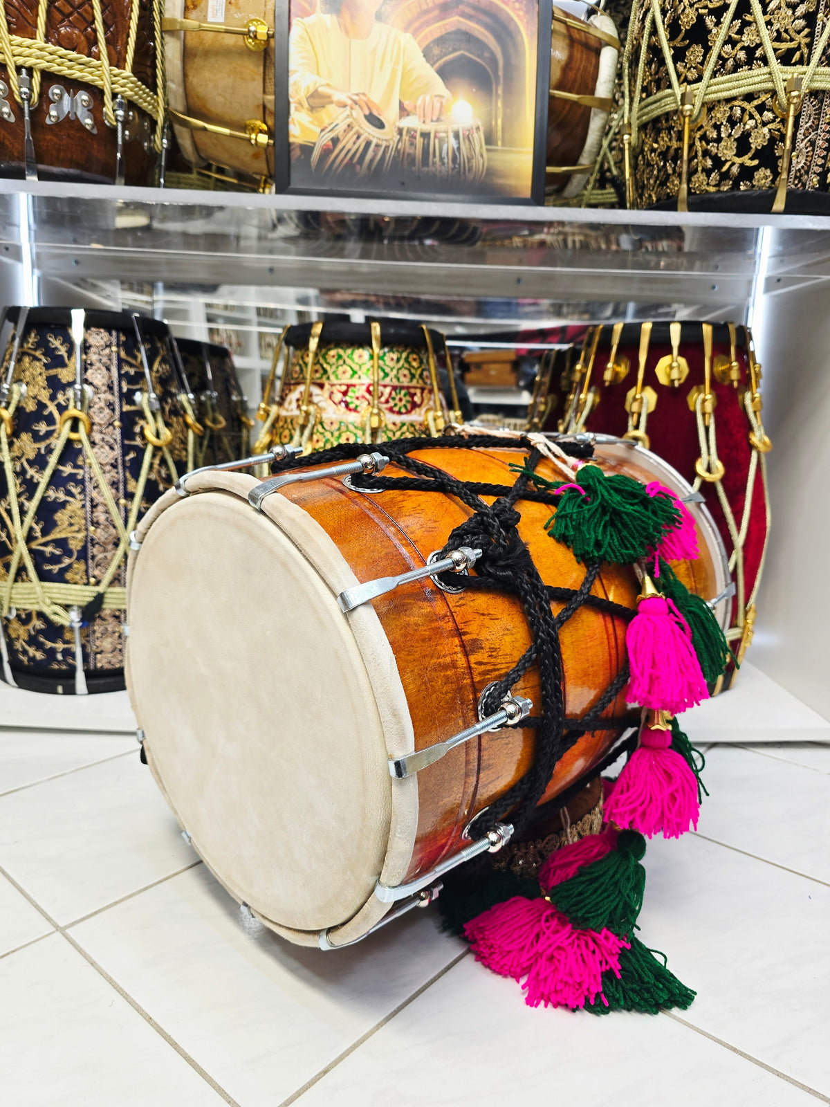 Heritage Beat Compact Punjabi Dhol | 18" Wooden Punjabi Dhol * 2 Minor Cosmetic External Cracks *Exceptional Tone