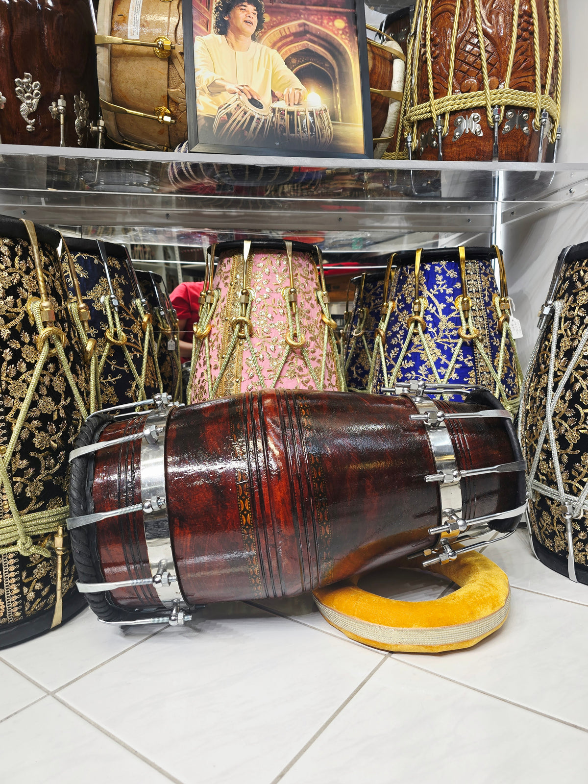 Naad Obsidian | 20.5" Red Sheesham Naal with Black Skins Very Minor Cosmetic Blemishes + Masala to Be Adjusted to Fix Vibration Sound