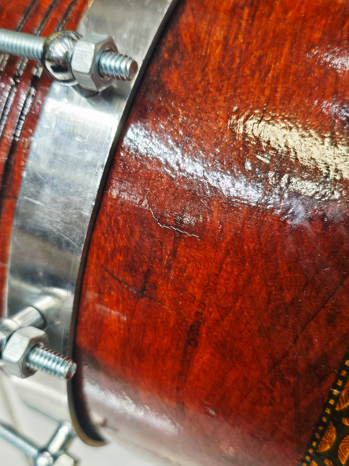 Naad Obsidian | 20.5" Red Sheesham Naal with Black Skins Very Minor Cosmetic Blemishes + Masala to Be Adjusted to Fix Vibration Sound