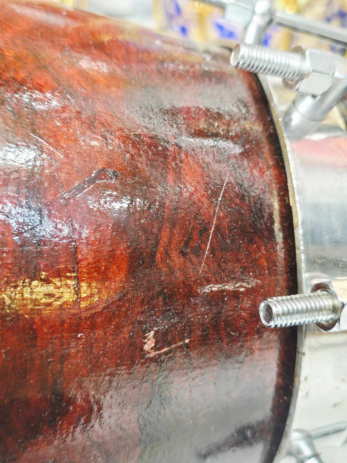 Naad Obsidian | 20.5" Red Sheesham Naal with Black Skins Very Minor Cosmetic Blemishes + Masala to Be Adjusted to Fix Vibration Sound
