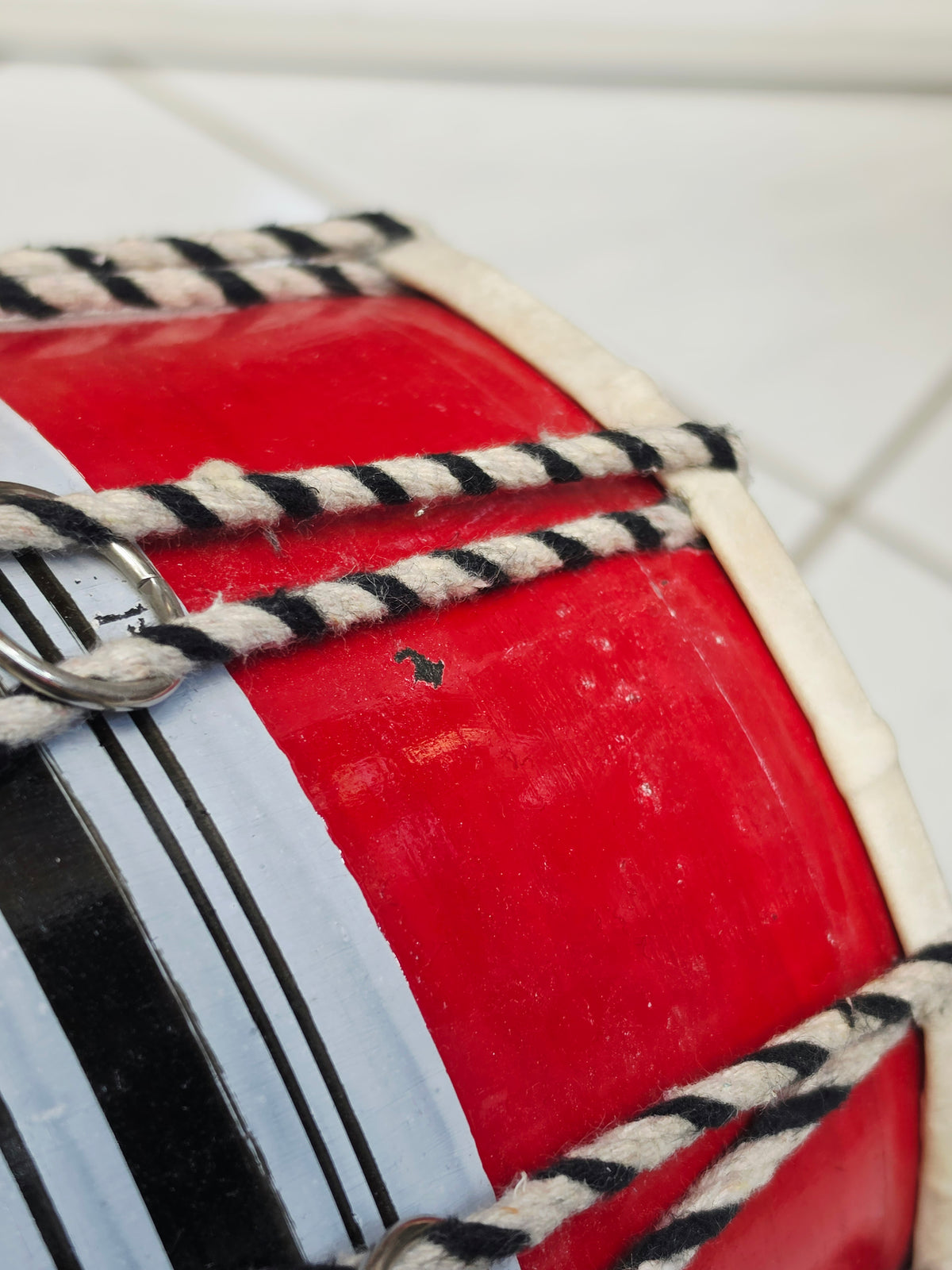 Red Toddler Dholak with Black & White Stripes (For Ages 1-3) *Cosmetic Defects