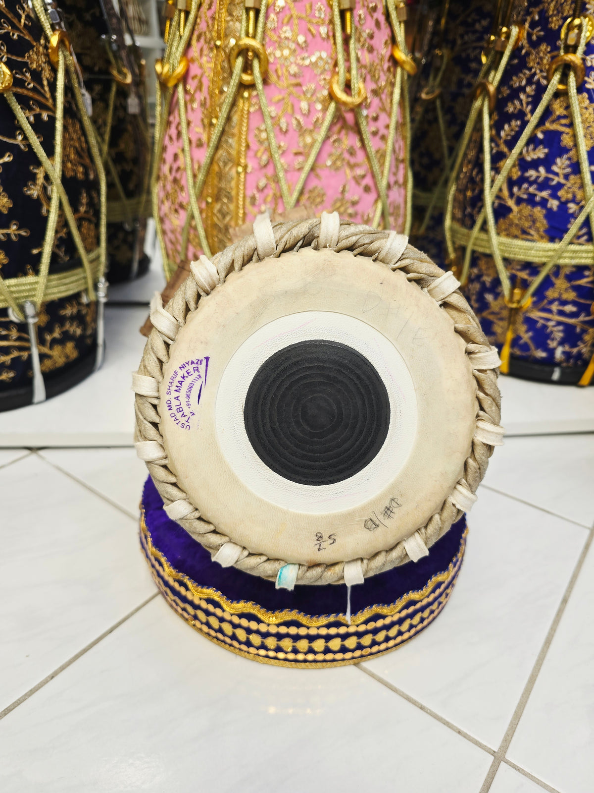 RudraSwar Heritage | 5⅞" D/D# Red Sheesham Mohd. Sharif Skin Tabla Dayan *Cosmetic Blemishes on Shell