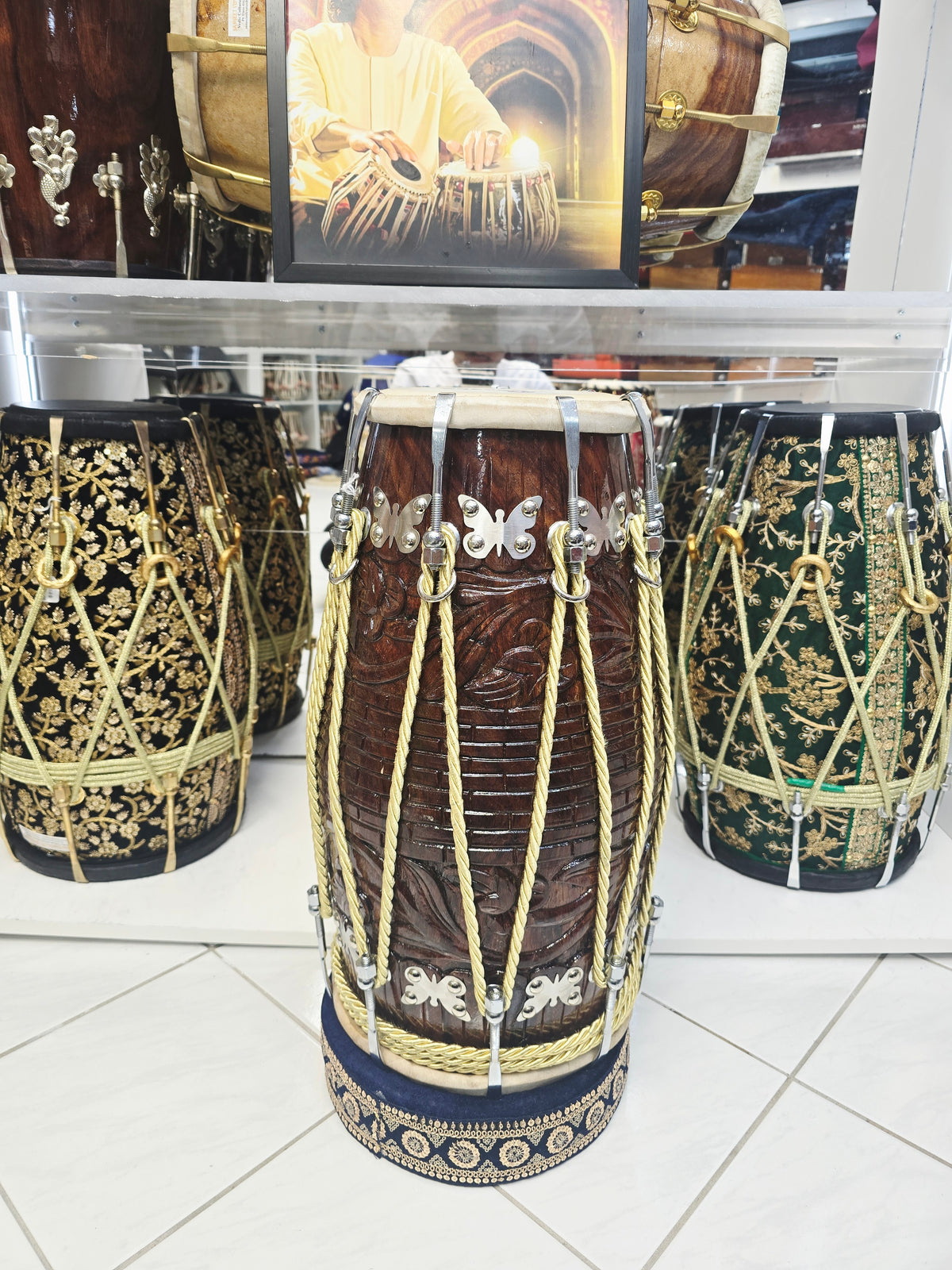 Rajvansh | Hand-Engraved Chetram Gill Red Sheesham Dholak *Exceptional Tone