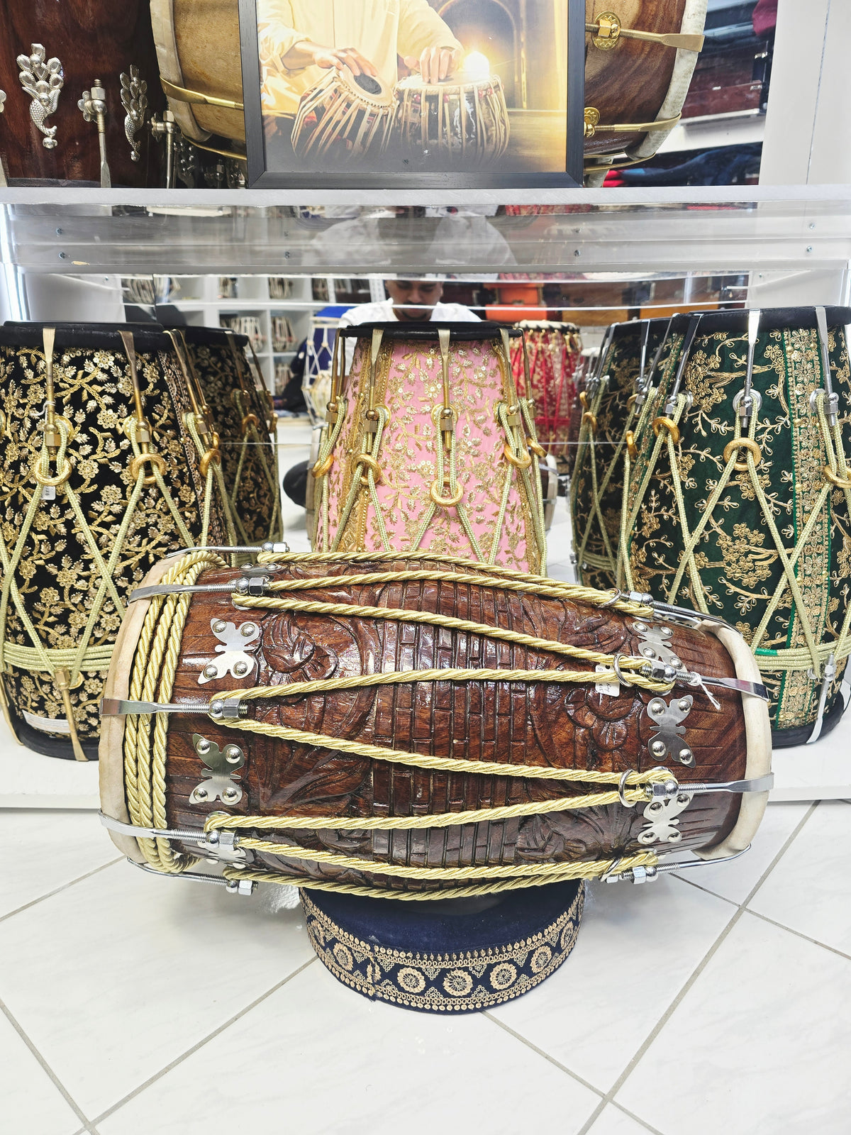 Rajvansh | Hand-Engraved Chetram Gill Red Sheesham Dholak *Exceptional Tone