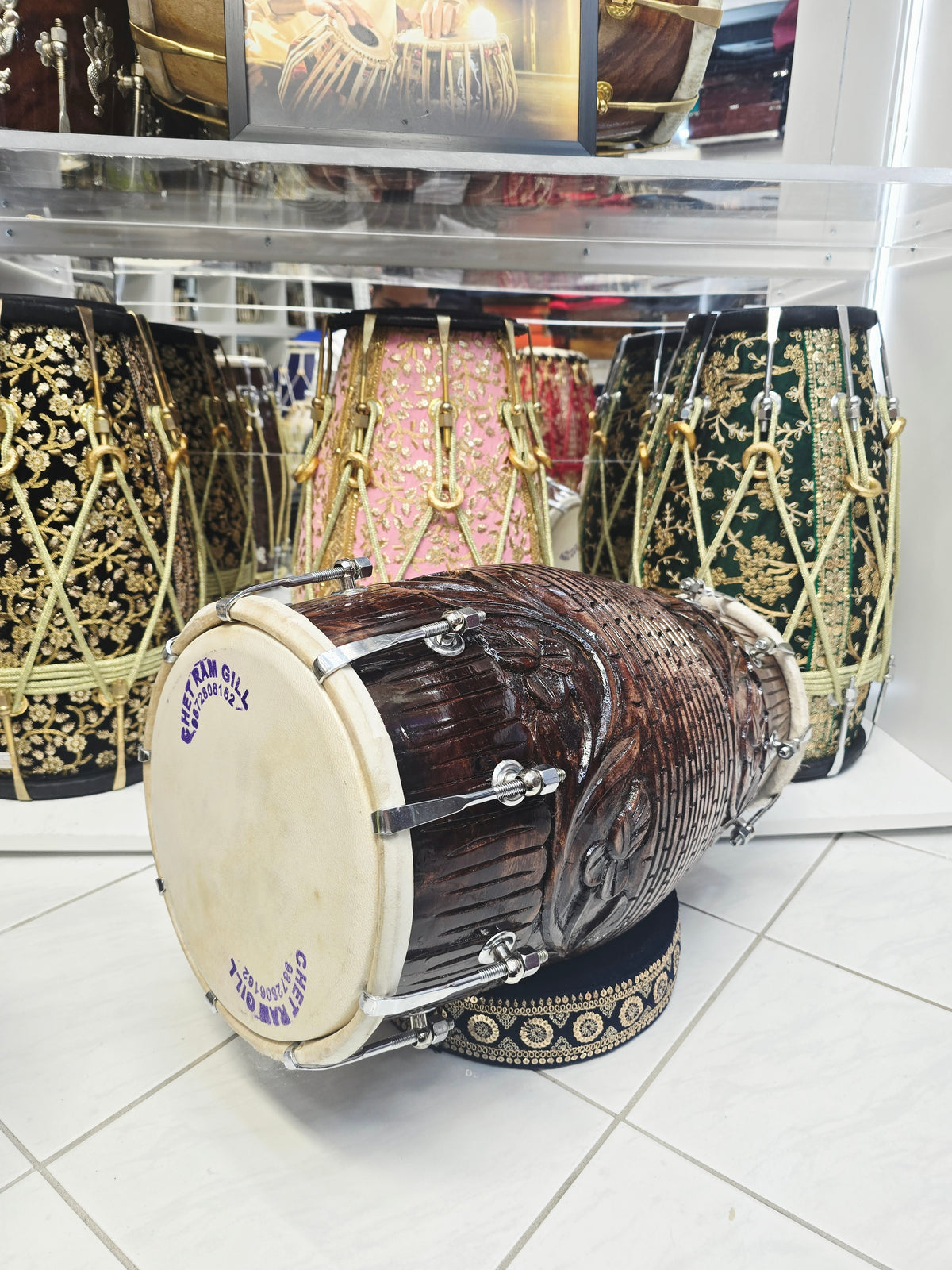 Vanraj | Hand-Engraved Chetram Red Sheesham Dholak