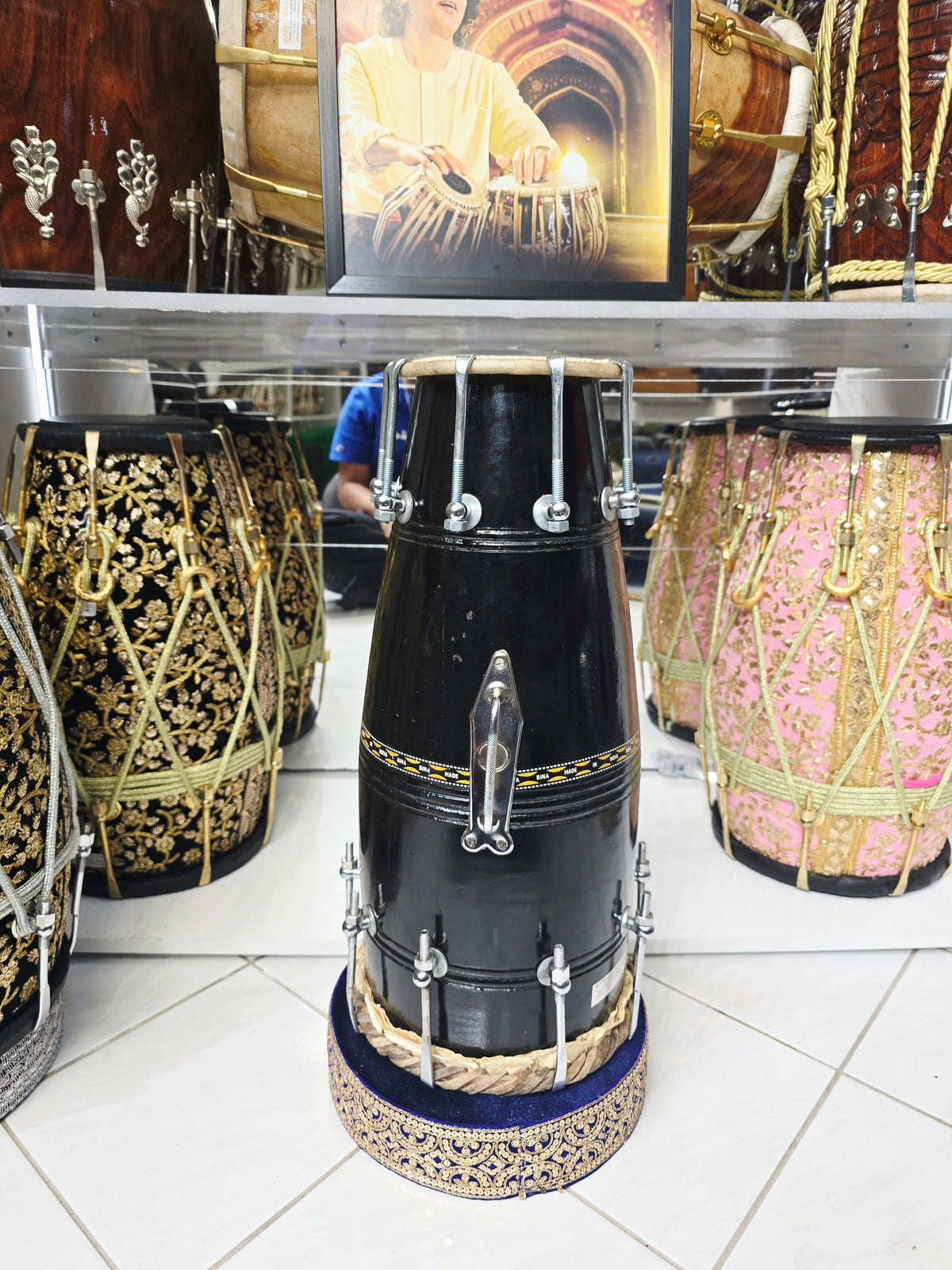 Kala Vaadya Refurbished Black Bina Naal (Dholki) | Exceptional Tone with Carry Handle *Cosmestic Blemishes