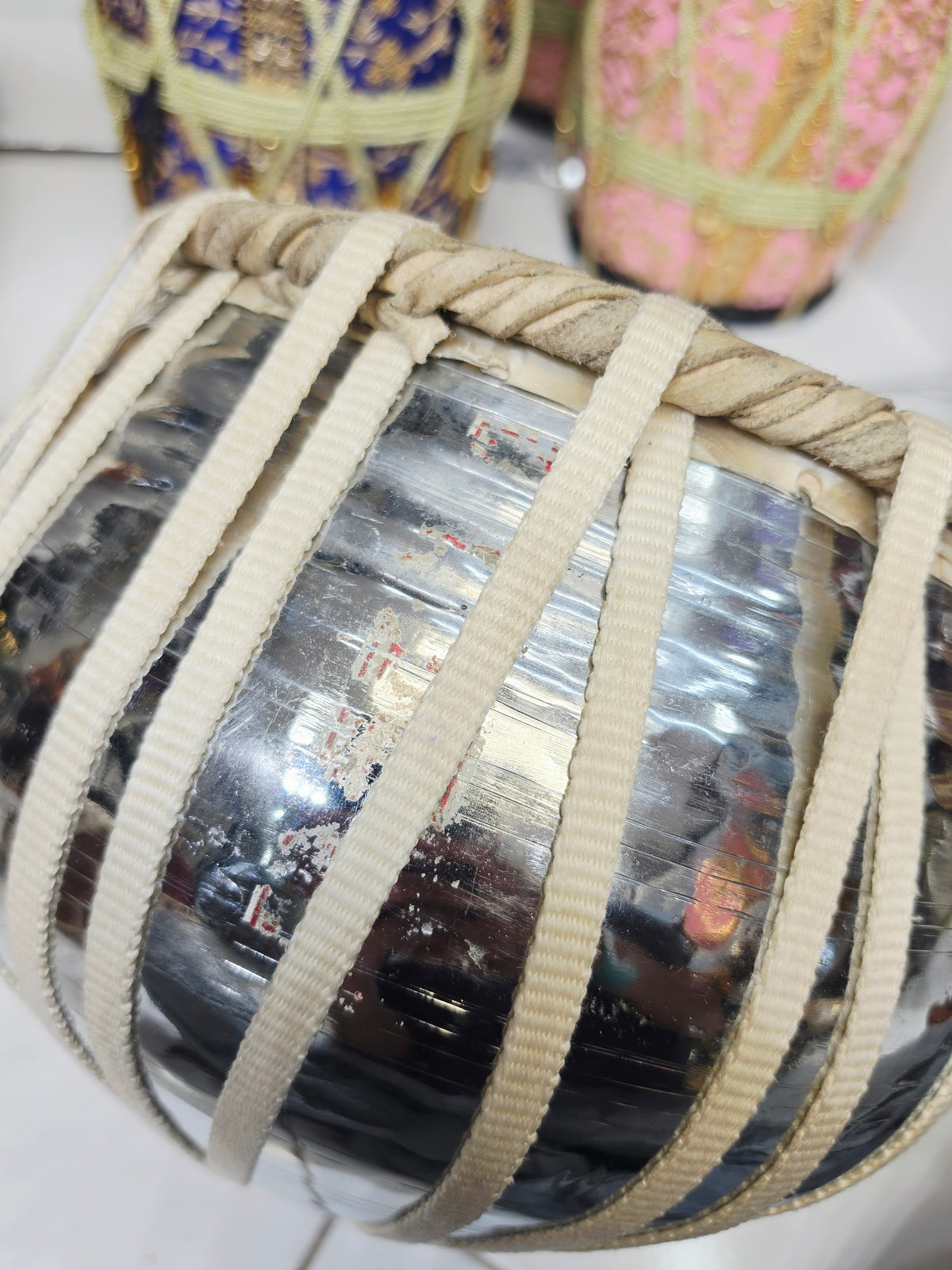 Silver Thunder Elite – 9.25" Silver-Finished Brass Bayan with Premium Mohd. Sharif Concert Skin *Minor Cosmetic Blemishes