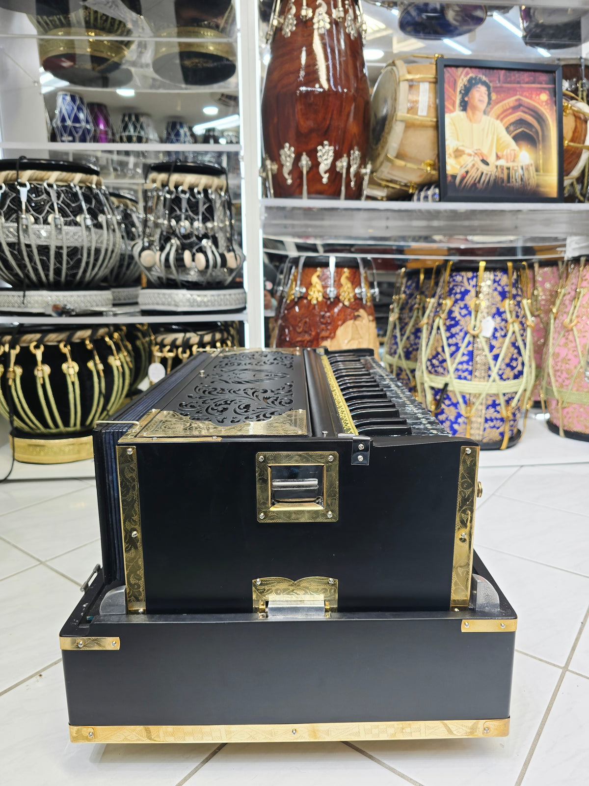 Custom Harmonium for Hasib: Midnight Raag | 42-Key 3-Reed BMF Matte Black Non-Scale Changer Harmonium with Black German Keys *Balance Payment Link*