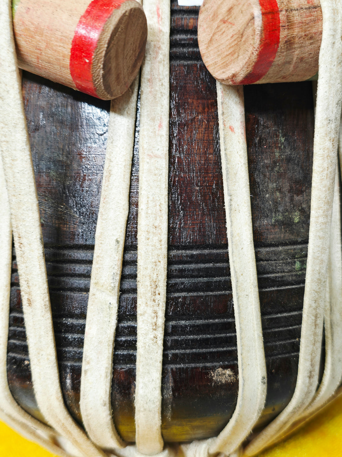 Pushpa Kiran – Mohd. Sharif Concert D Tabla Set | 5.75" Red Sheesham Dayan + 9.25" Hand-Hammered Copper Bayan *Very Minor Cosmestic Blemishes
