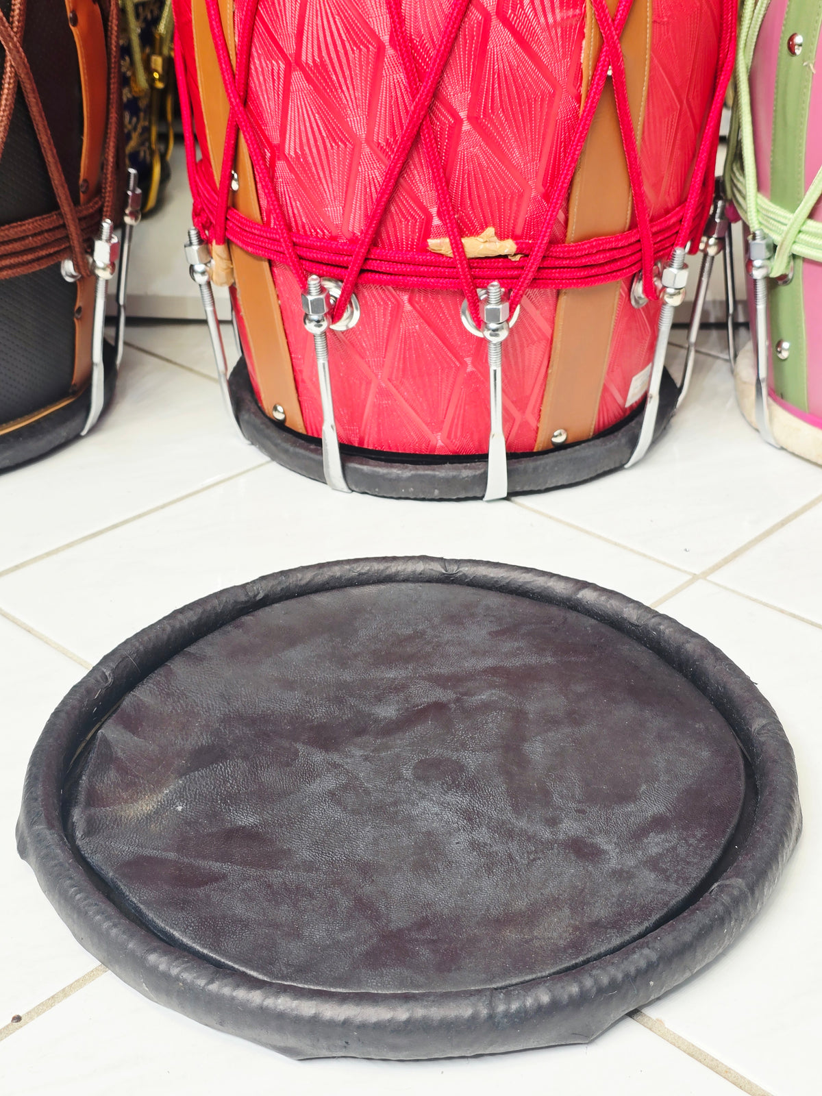 9.5" Concert Quality Black Dholak Bass Skin