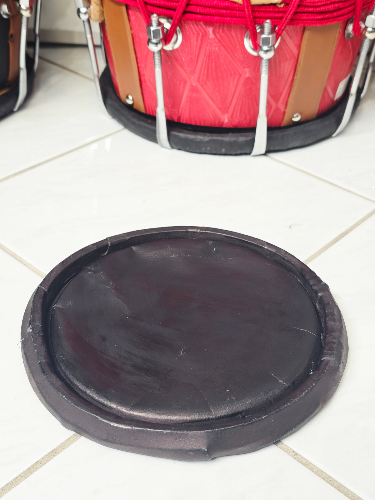 6.25" Concert Quality Black Dholak Treble Skin *Very Minor Cosmetic Blemishes