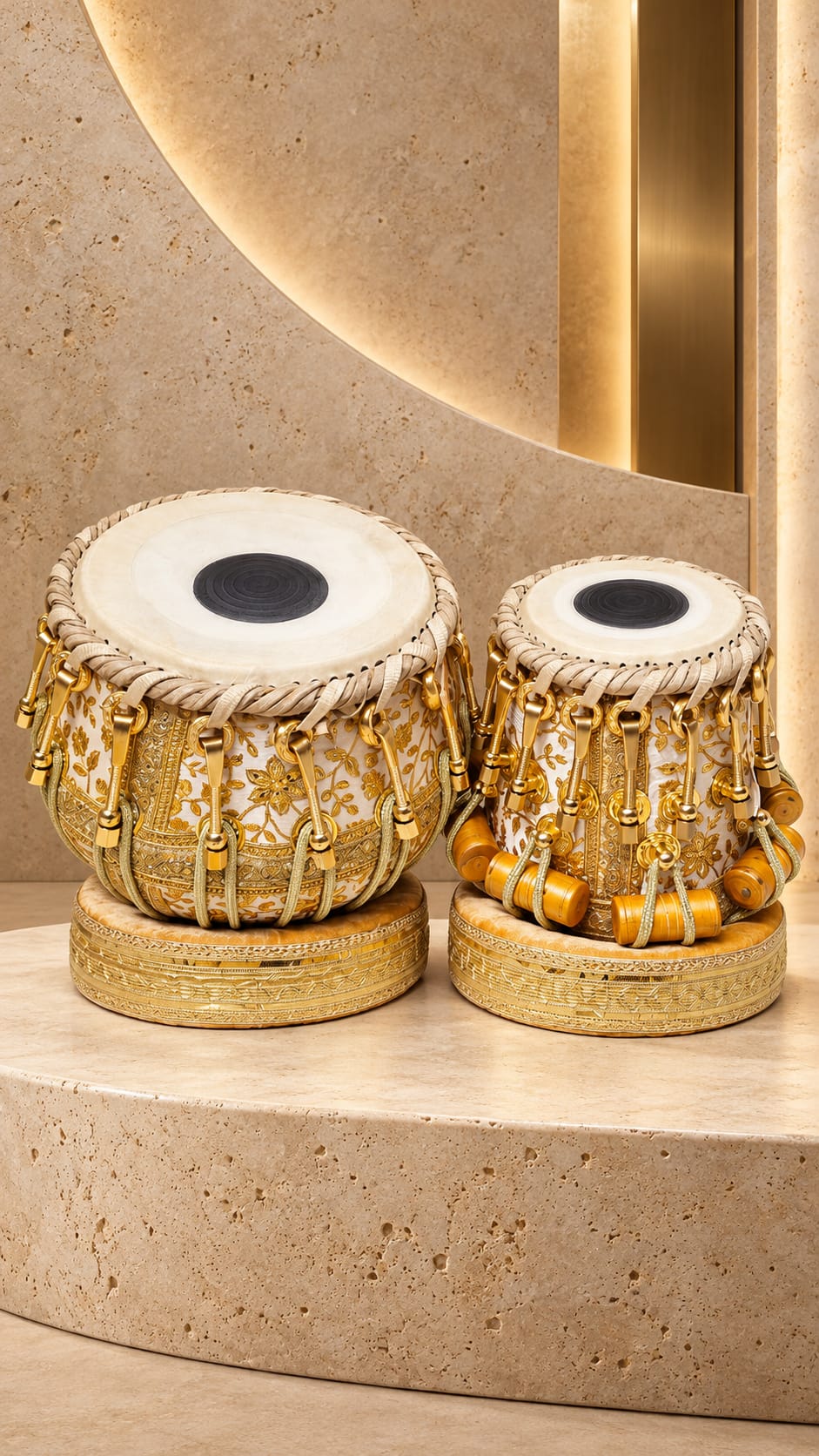 Svarnadhara 5.75" Red Sheesham C#/D Tabla Set with 9.25" Copper Bayan