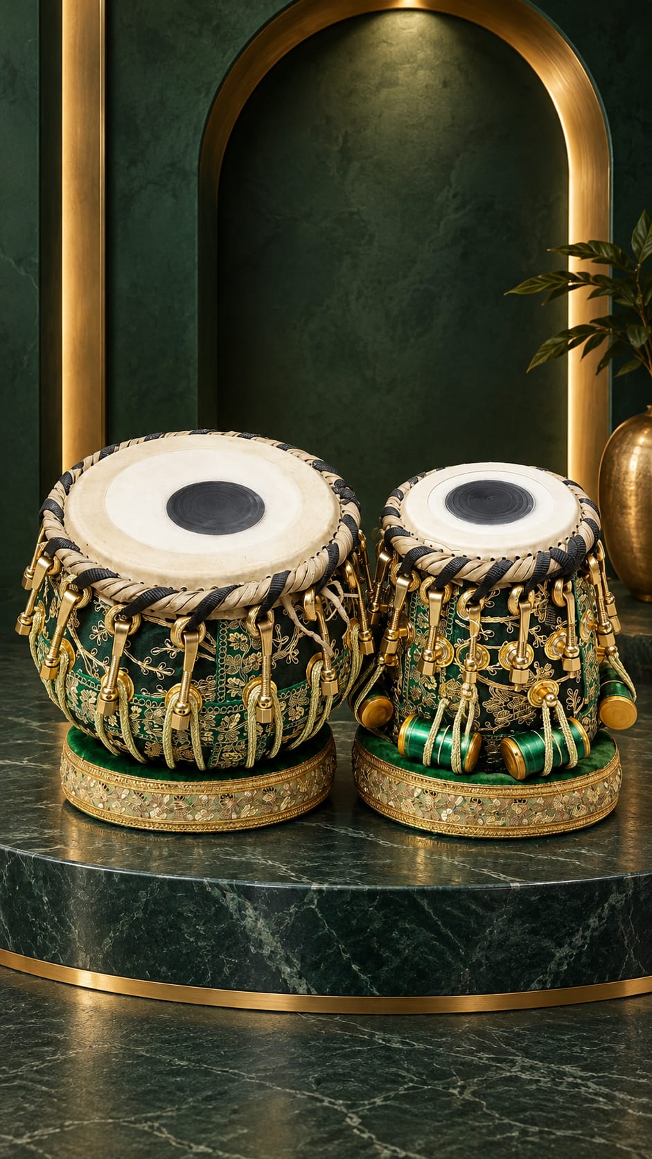 Marakata 5.75" Red Sheesham C# Tabla Set with 9.25" Copper Bayan