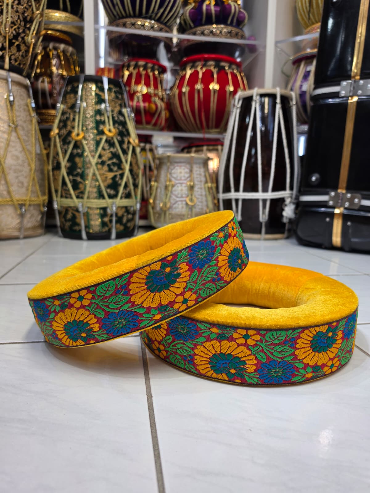 Golden Surya Tabla Rings & Covers Set