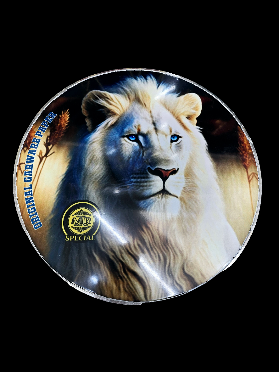 Sapphire Majesty 13.2" Dhol Treble Skin – White Lion with Blue Eyes - Sangeet Store