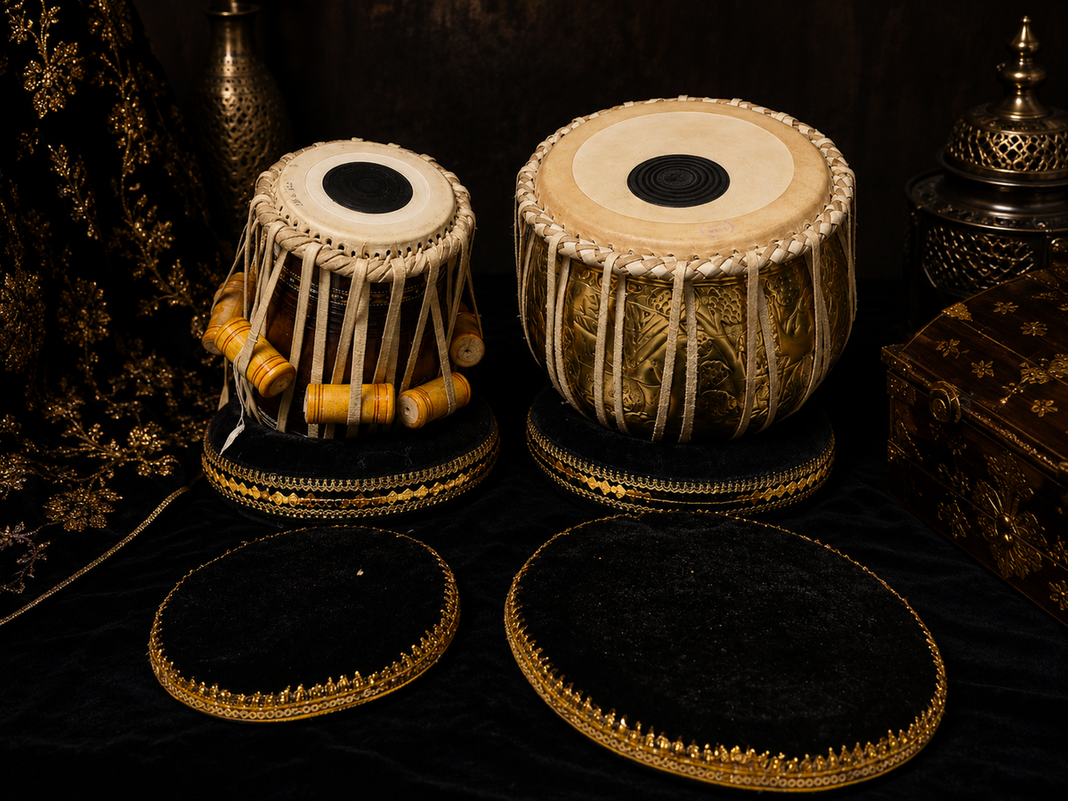 Svarna Pravesh | 9.25" Bayan + 5.25" D#/E Refurbished Dayan Student Quality Tabla Set *Cosmetic Blemishes
