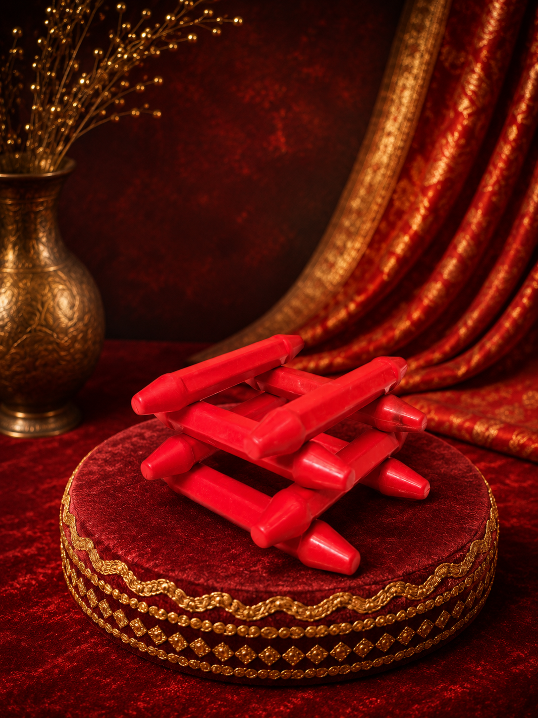 Red Orange Fiberglass Bayan Ghattas (8-piece set)