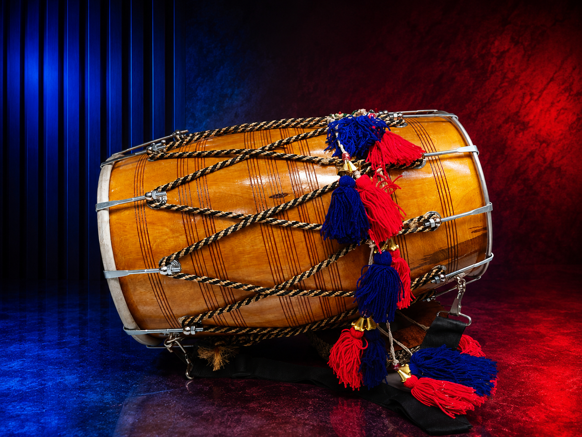 Sher-e-Punjab Heritage Dhol | 22.5" Wooden Punjabi Dhol