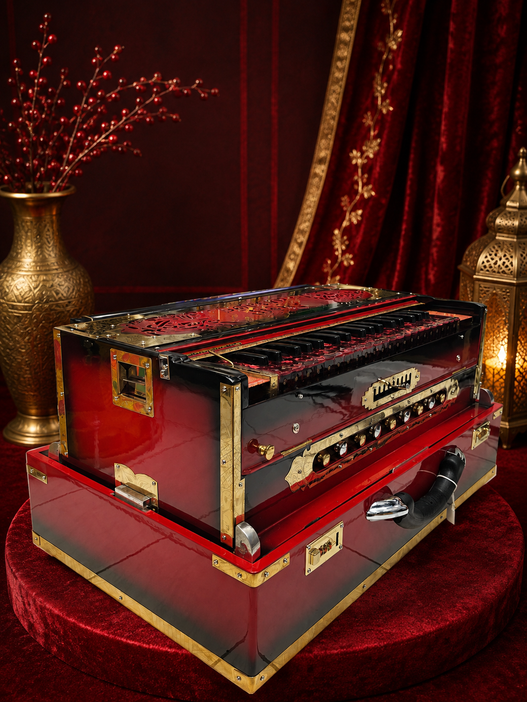 Crimson Darbar | Premium 3 Reed BMF 9 Scale Changer Harmonium *Minor Cosmetic Blemishes *Exceptional Tone