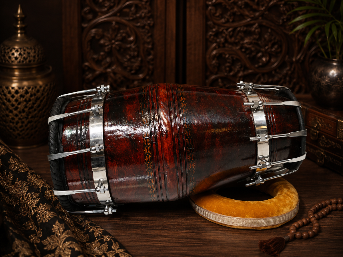 Naad Obsidian | 20.5" Red Sheesham Naal with Black Skins Very Minor Cosmetic Blemishes + Masala to Be Adjusted to Fix Vibration Sound