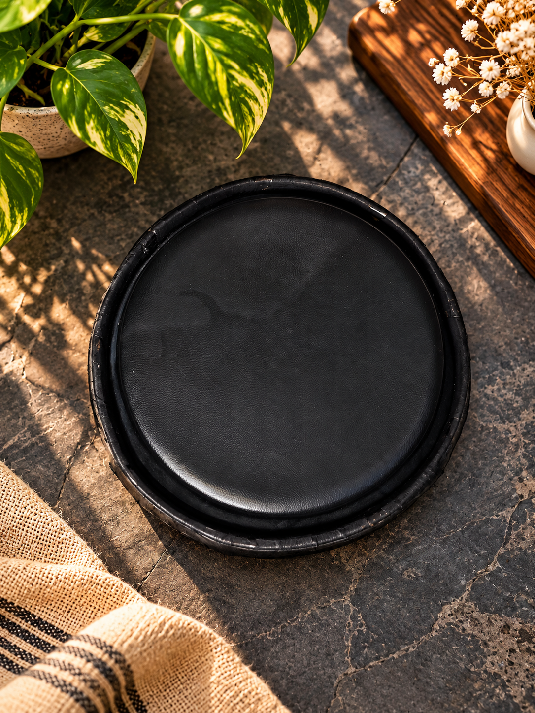 6.75" Concert Quality Black Dholak Treble Skin