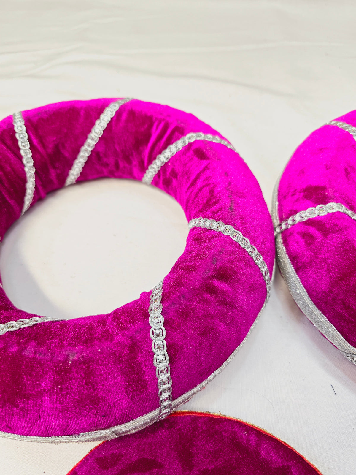 Starlit Magenta Tabla Rings – Magenta with Silver Design (Minor Cosmetic Defects) - Sangeet Store