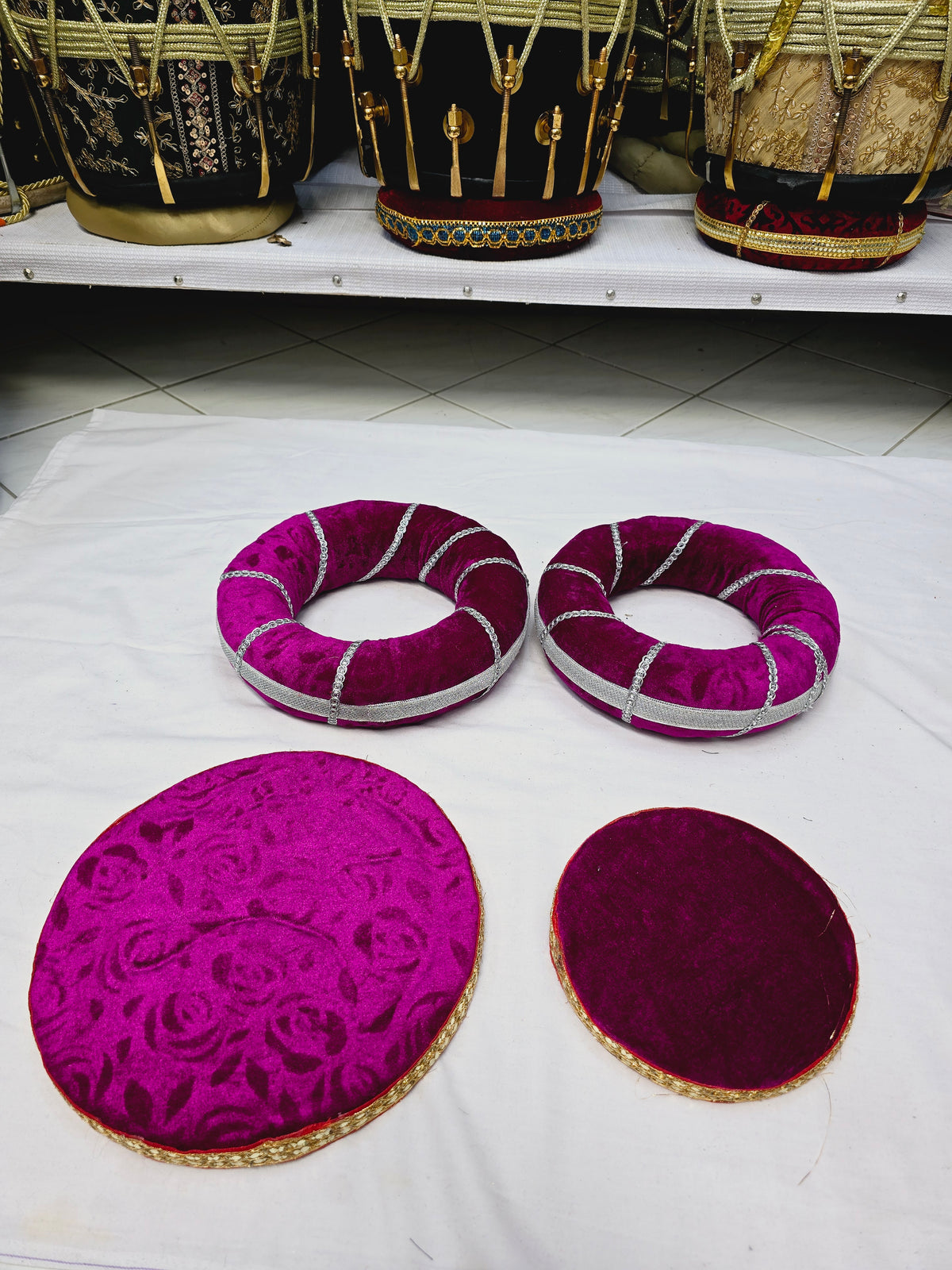 Starlit Magenta Tabla Rings – Magenta with Silver Design (Minor Cosmetic Defects) - Sangeet Store