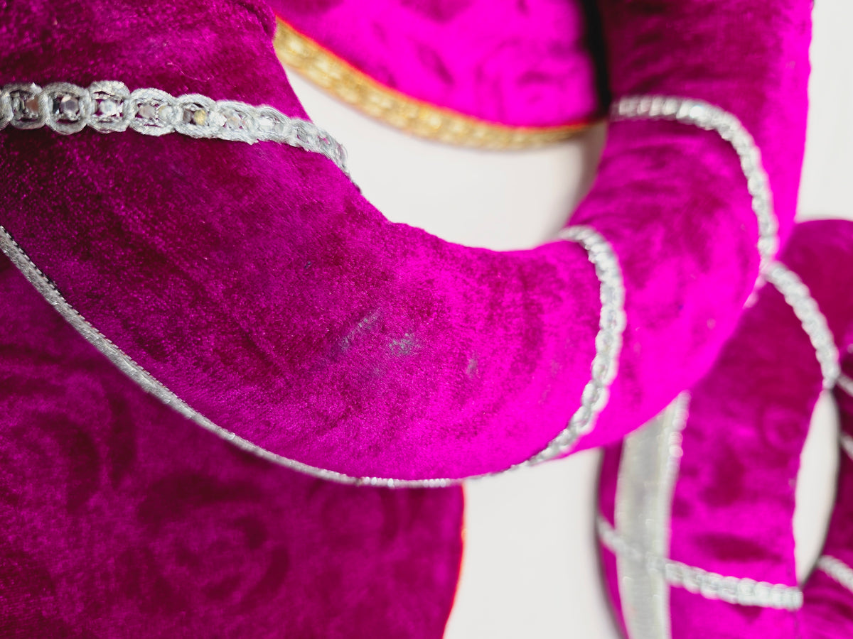 Starlit Magenta Tabla Rings – Magenta with Silver Design (Minor Cosmetic Defects) - Sangeet Store