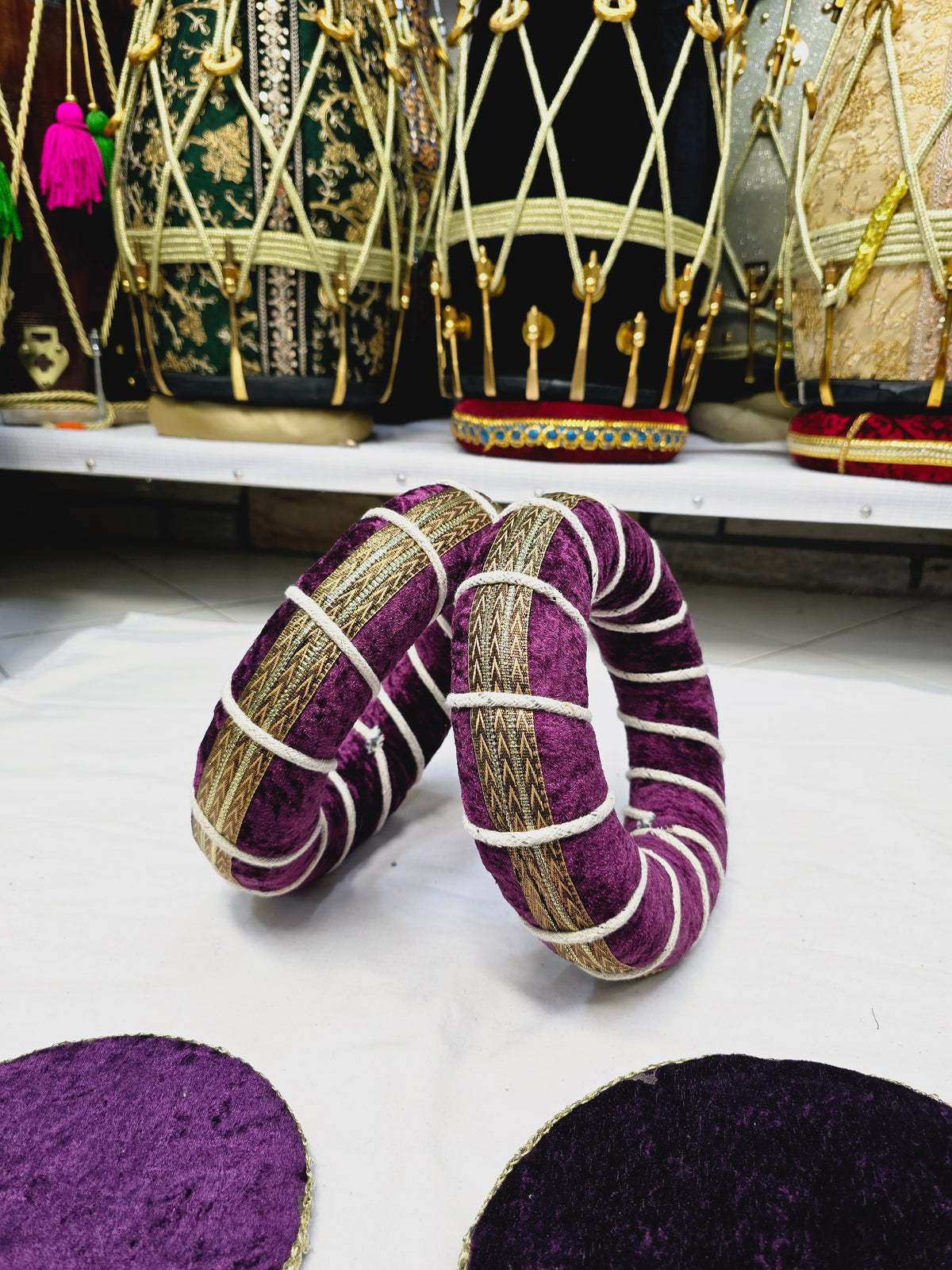 Orchid Bronze Tabla Rings – Purple with Bronze Design *Minor Cosmetic Defects* - Sangeet Store