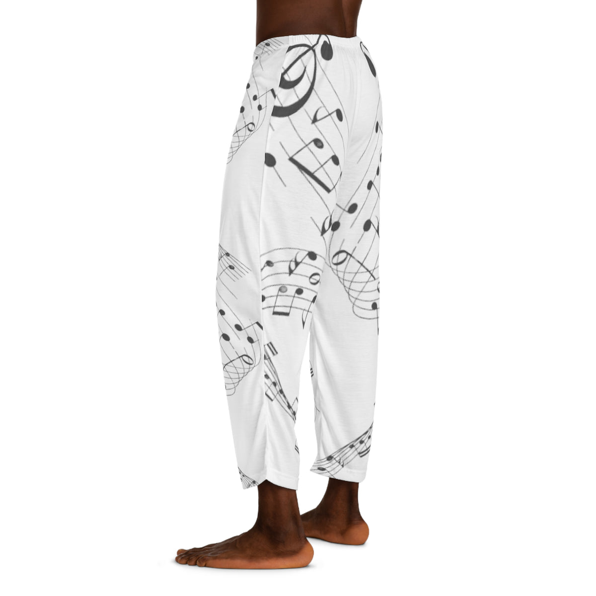 Melodic Dreams White Pajama Pants with Black Music Notes - Sangeet Store