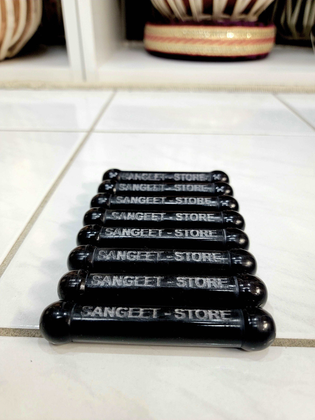 Black Polished (White Writing) Sangeet Store Bayan Ghattas - Sangeet Store