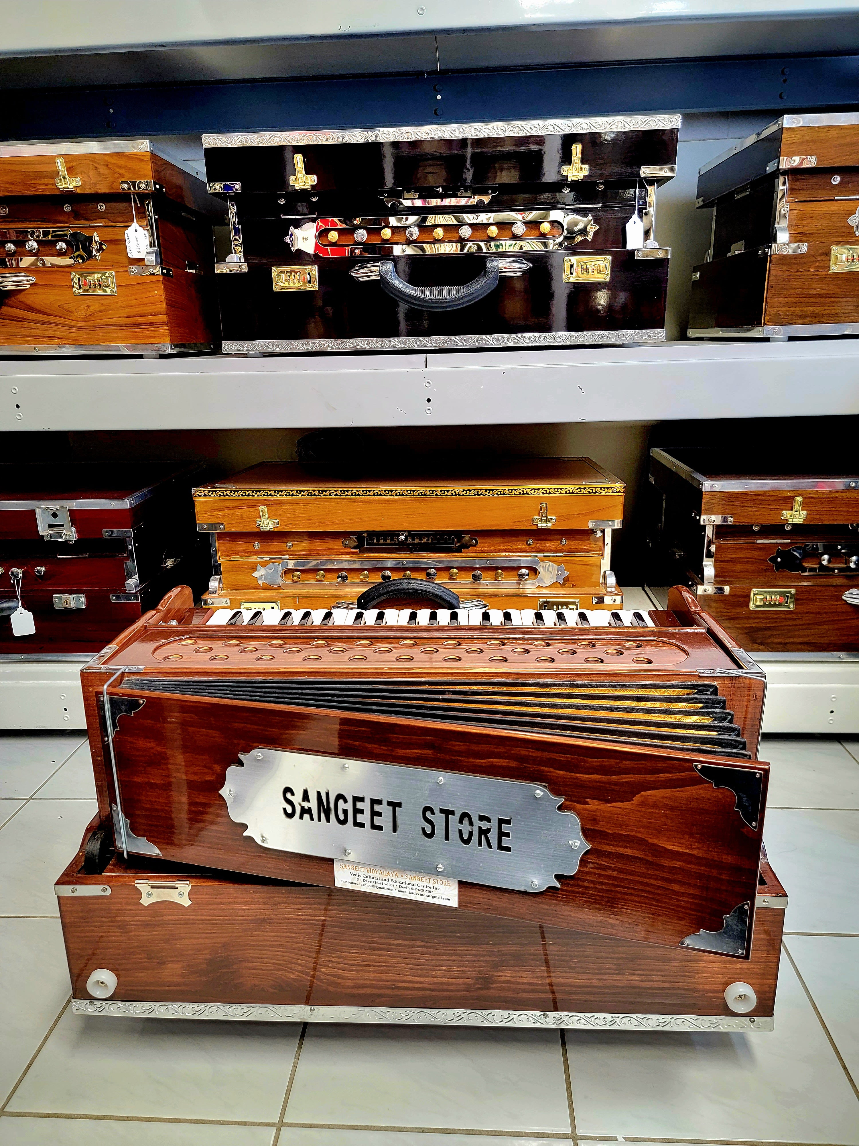 Brown 2-Reed Punjab Pinewood Traveler Harmonium - Sangeet Store
