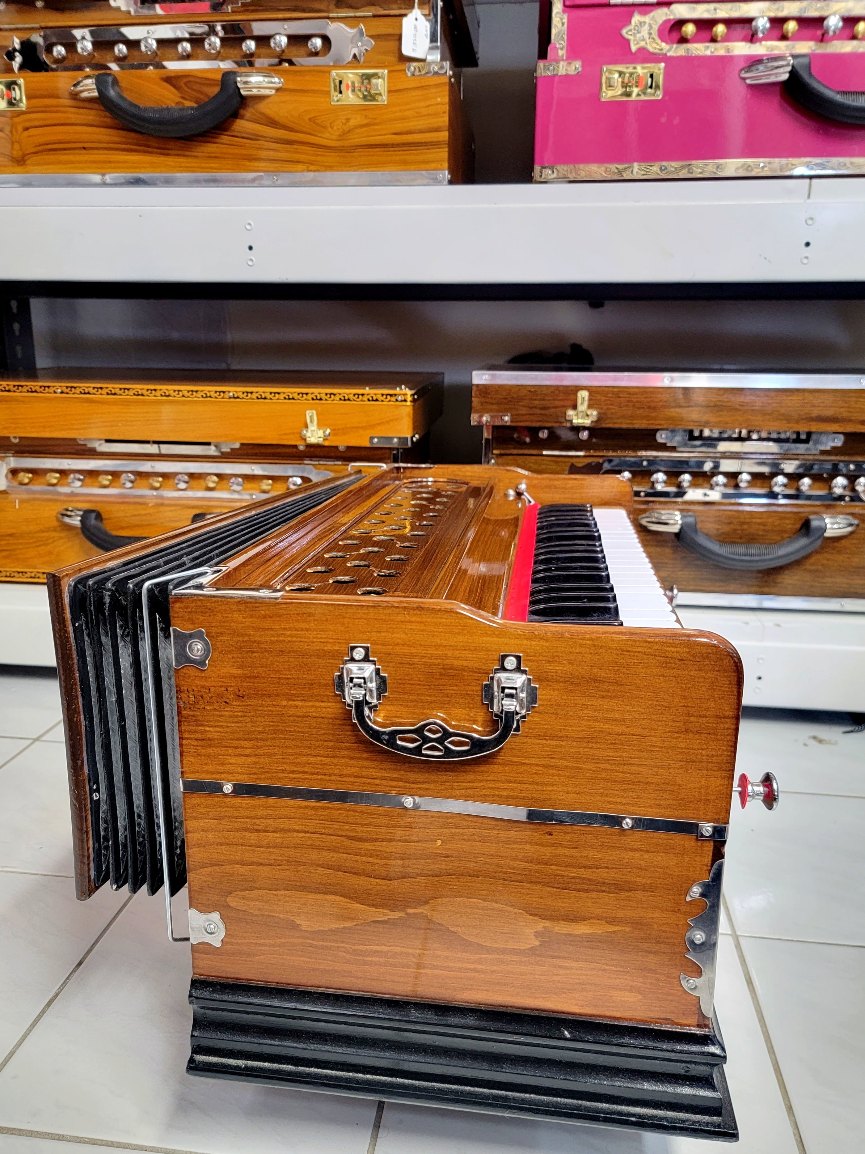 Premium Punjab Brown Boxed Harmonium (42 keys with coupler) - Sangeet Store