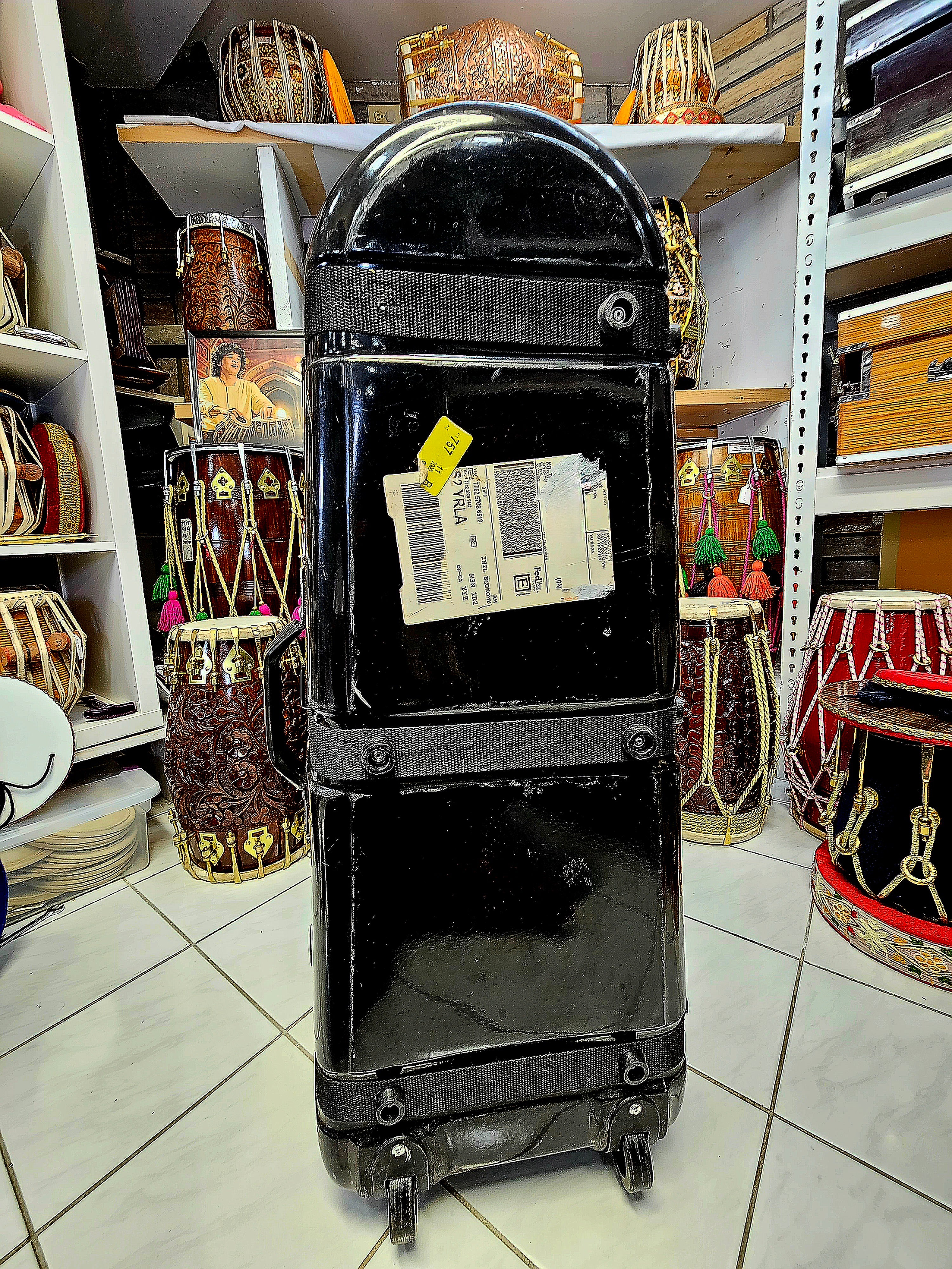 Resonance-Rich Black 3-Piece Tabla Case: Refurbished Heritage with Musical History