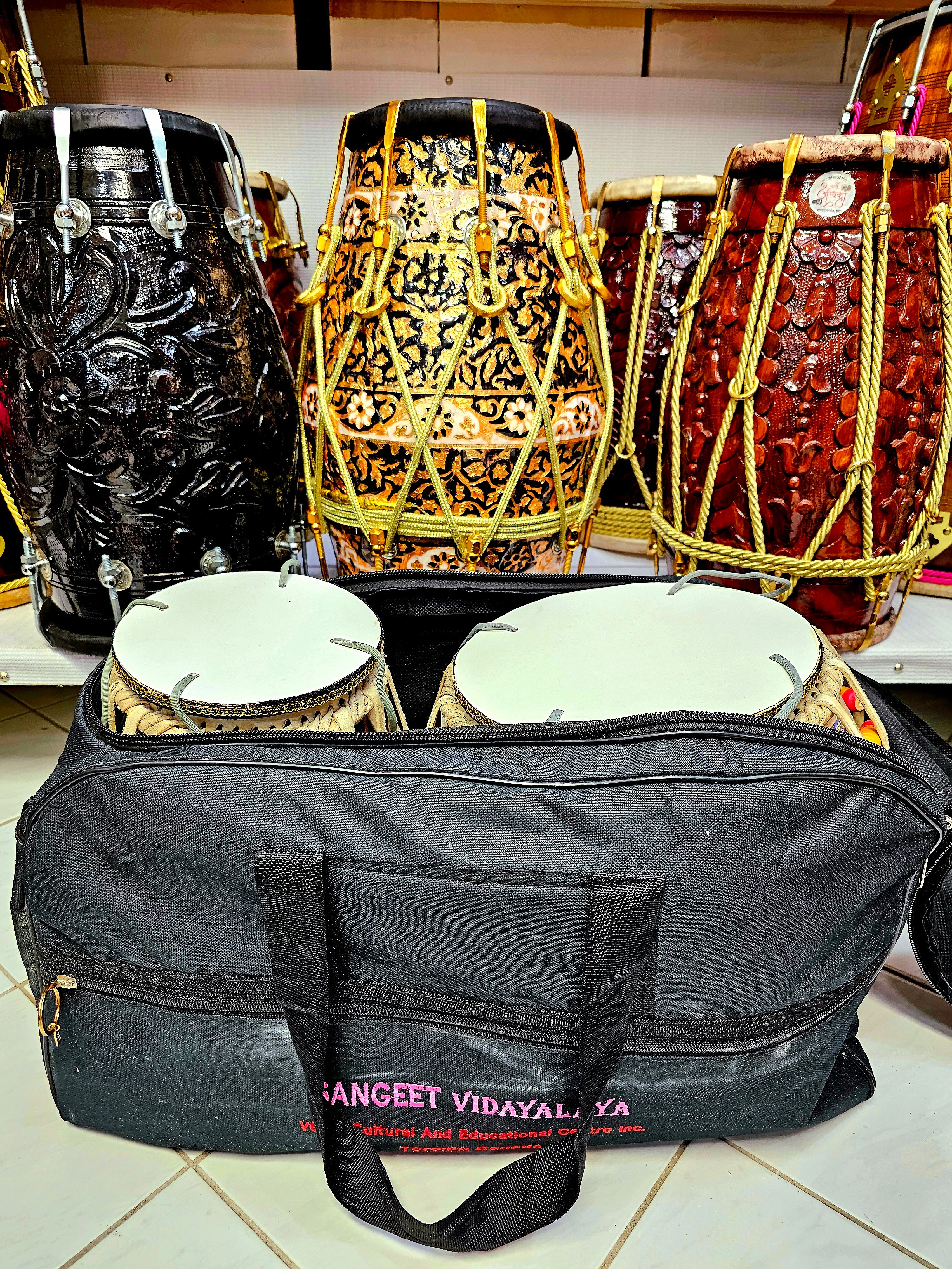 Harmonious Echoes: 5.75" C#/D Red Sheesham Dayan + 9" Hammer-Dented Design Silver Copper Bayan, Refurbished Tabla Set (Used - Slight Buzzing on Both Pieces)