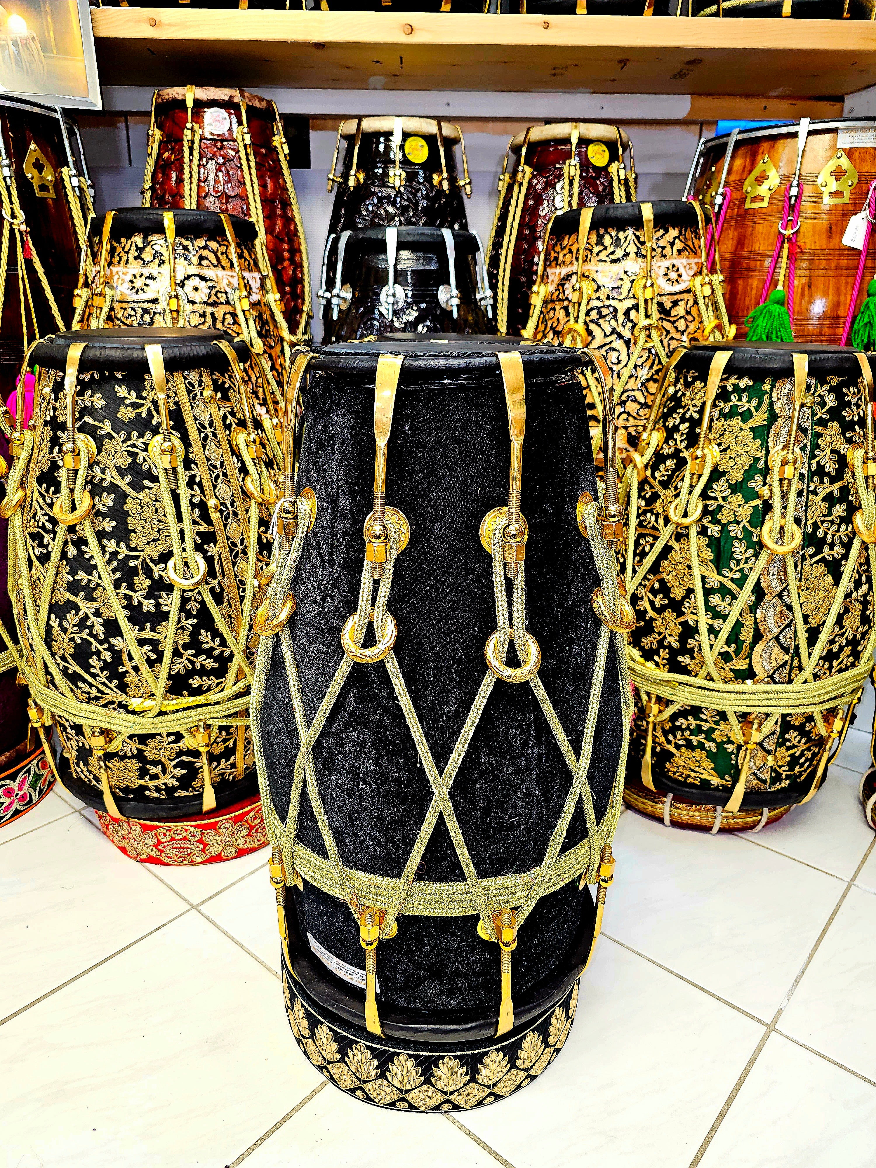 Obsidian Echo™ Velvet-Wrapped Red Sheesham Dholak with Minor Skin Discoloration (BLACK FRIDAY SALE!)