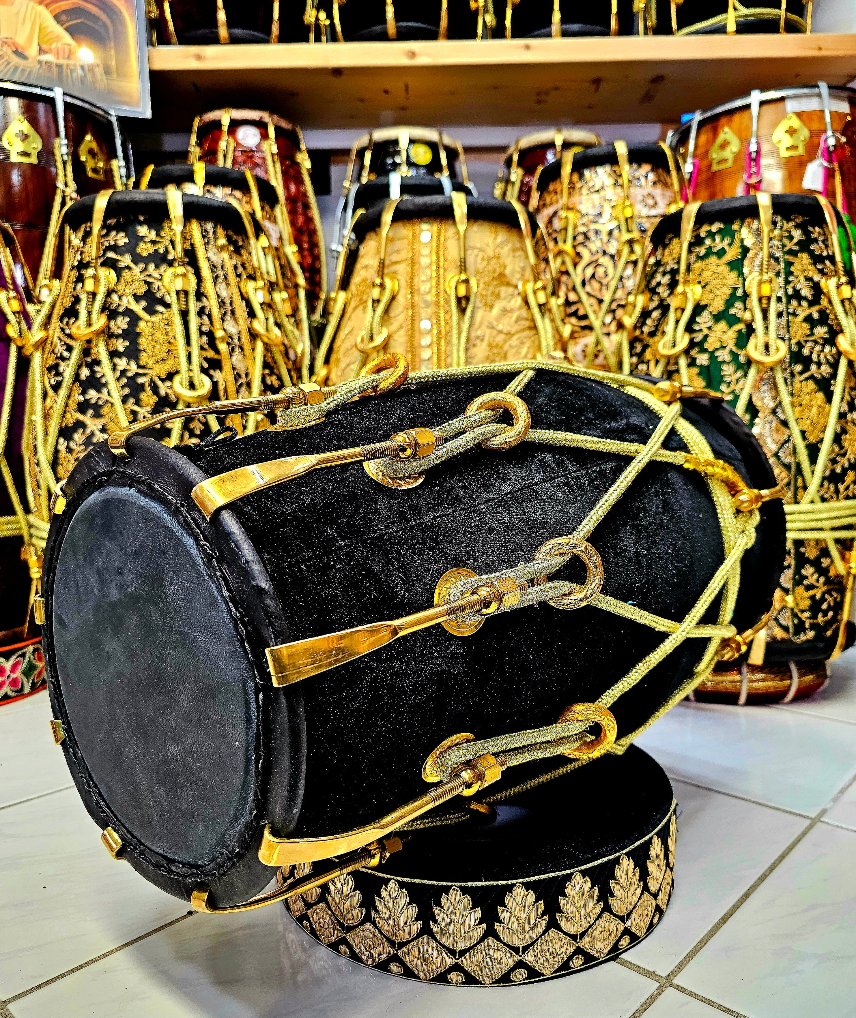 Obsidian Echo™ Velvet-Wrapped Red Sheesham Dholak with Minor Skin Discoloration (BLACK FRIDAY SALE!)
