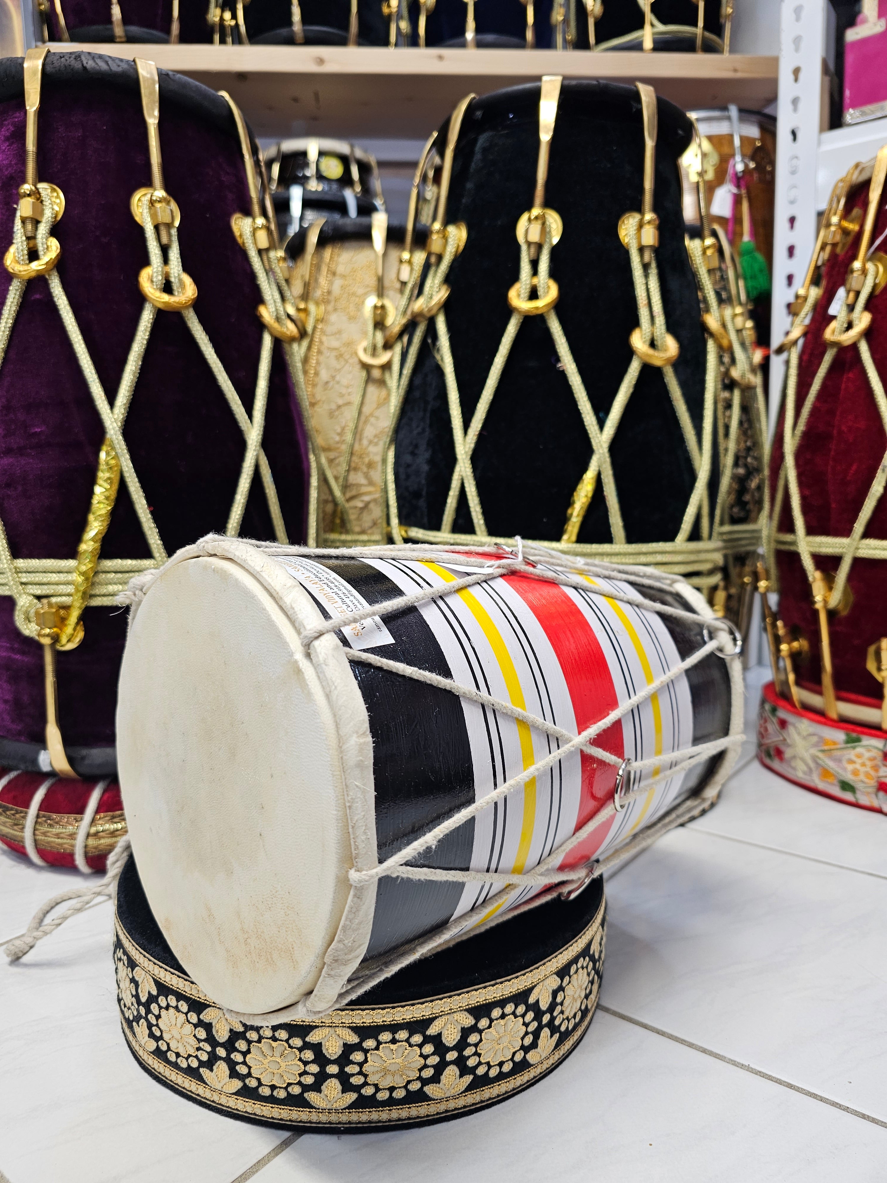 Black Painted Playable Toddler Dholak (1-3 Year Olds)