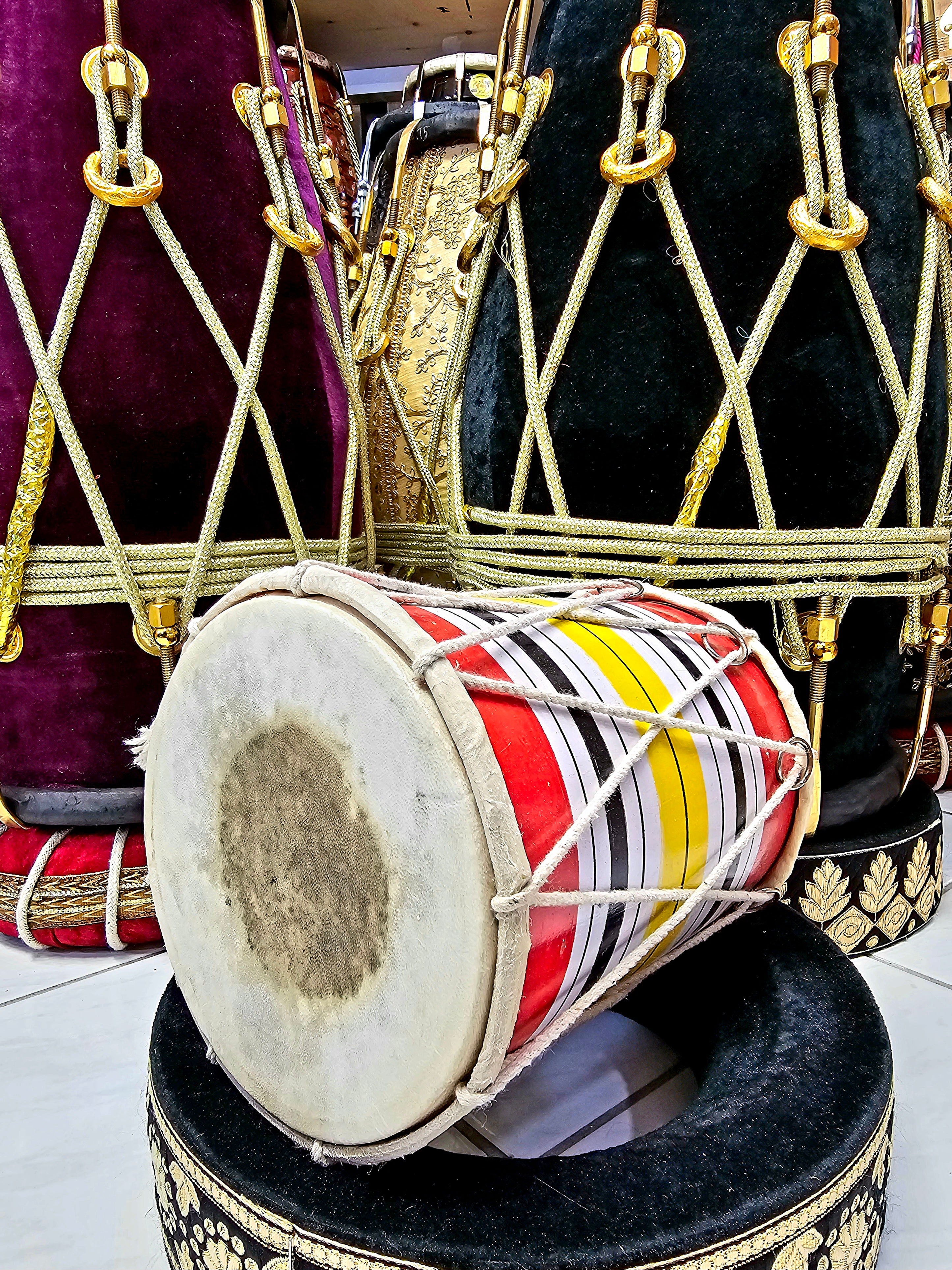 Red Painted Playable Toddler Dholak (1-3 Year Olds)