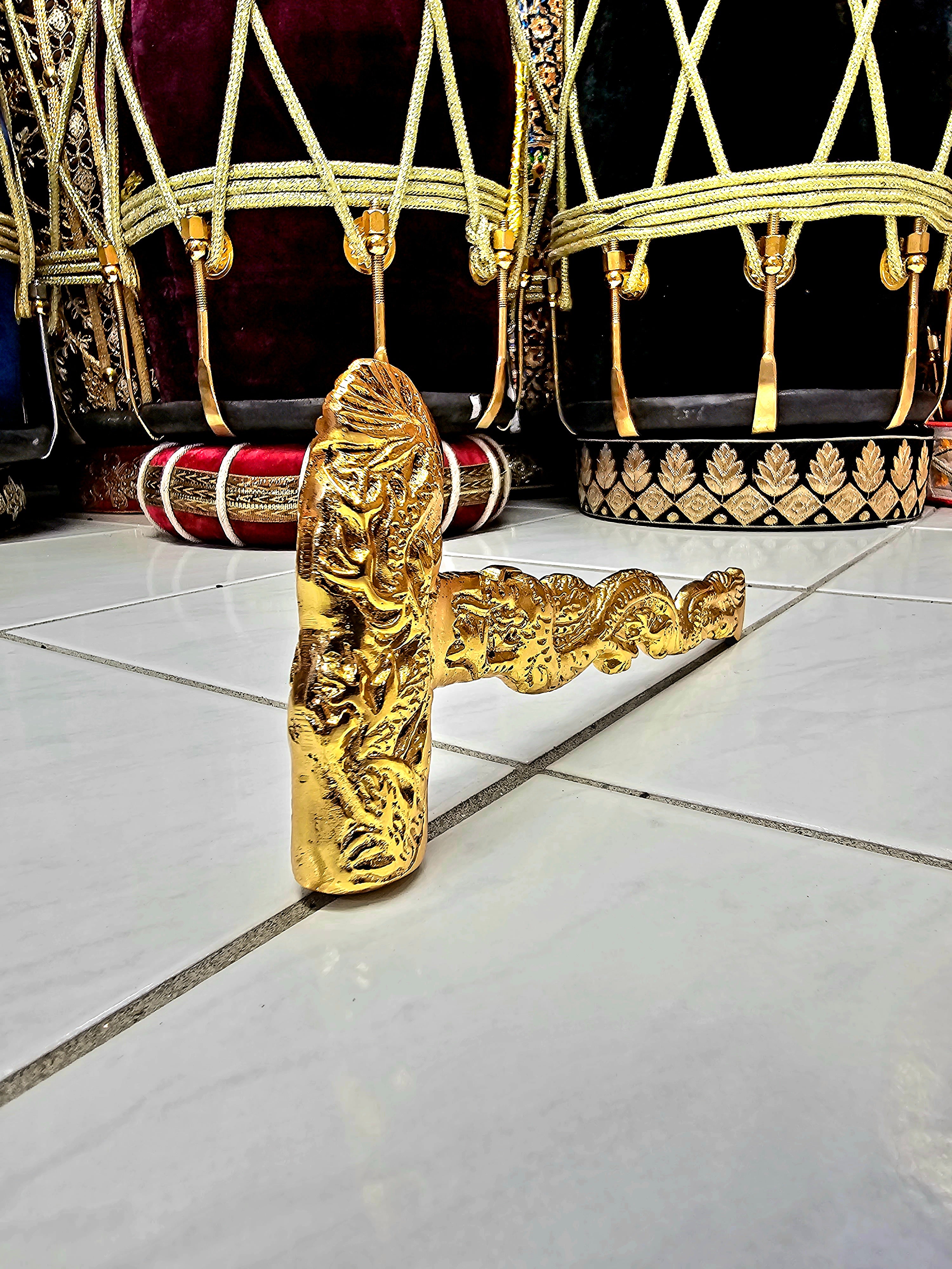 Golden Elegance: Dragon Designed Tabla Hammer