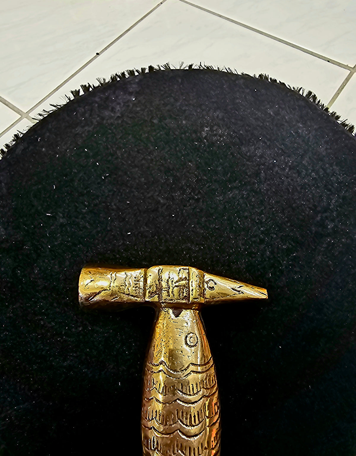 Gilded Fins: Golden Fish Designed Tabla Hammer - Sangeet Store
