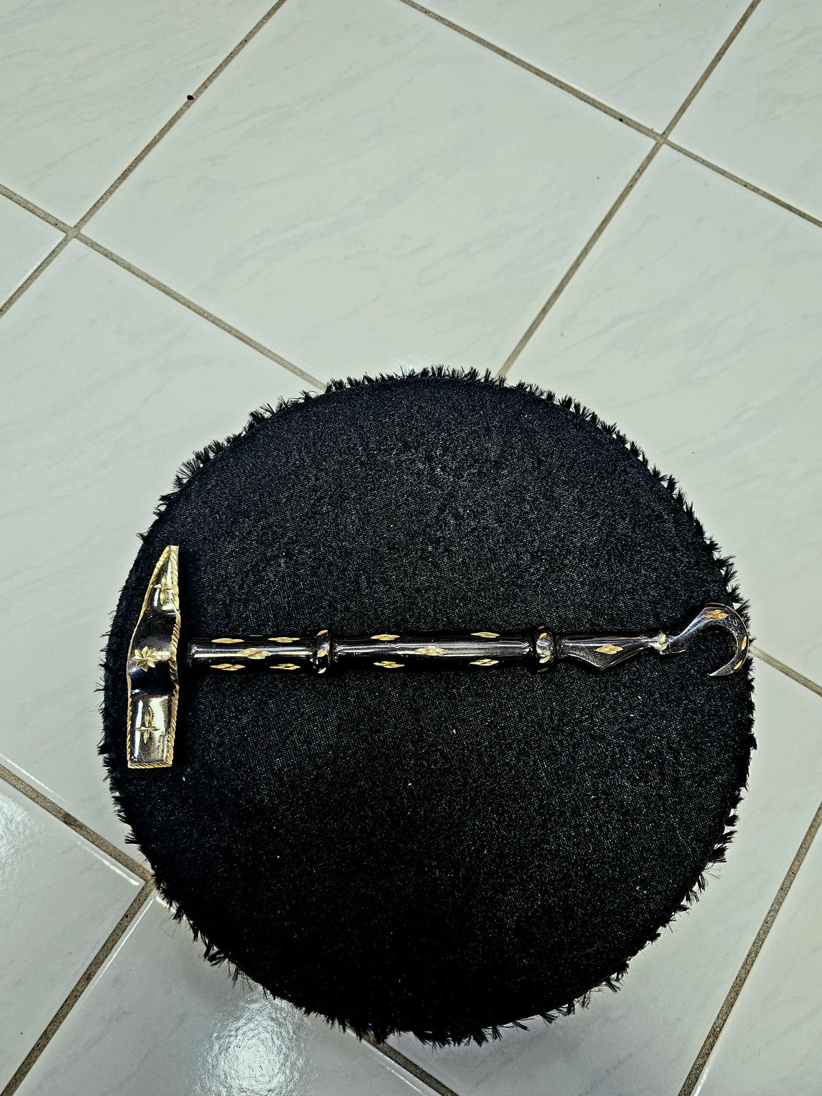 Onyx Opulence: Premium Black Tabla Hammer with Gold Accents