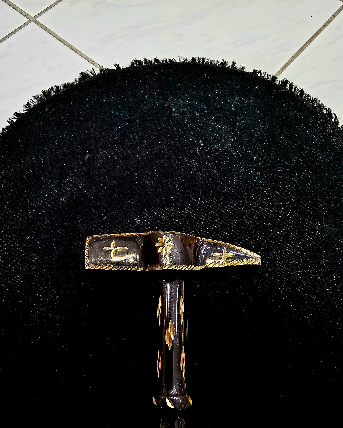 Onyx Opulence: Premium Black Tabla Hammer with Gold Accents