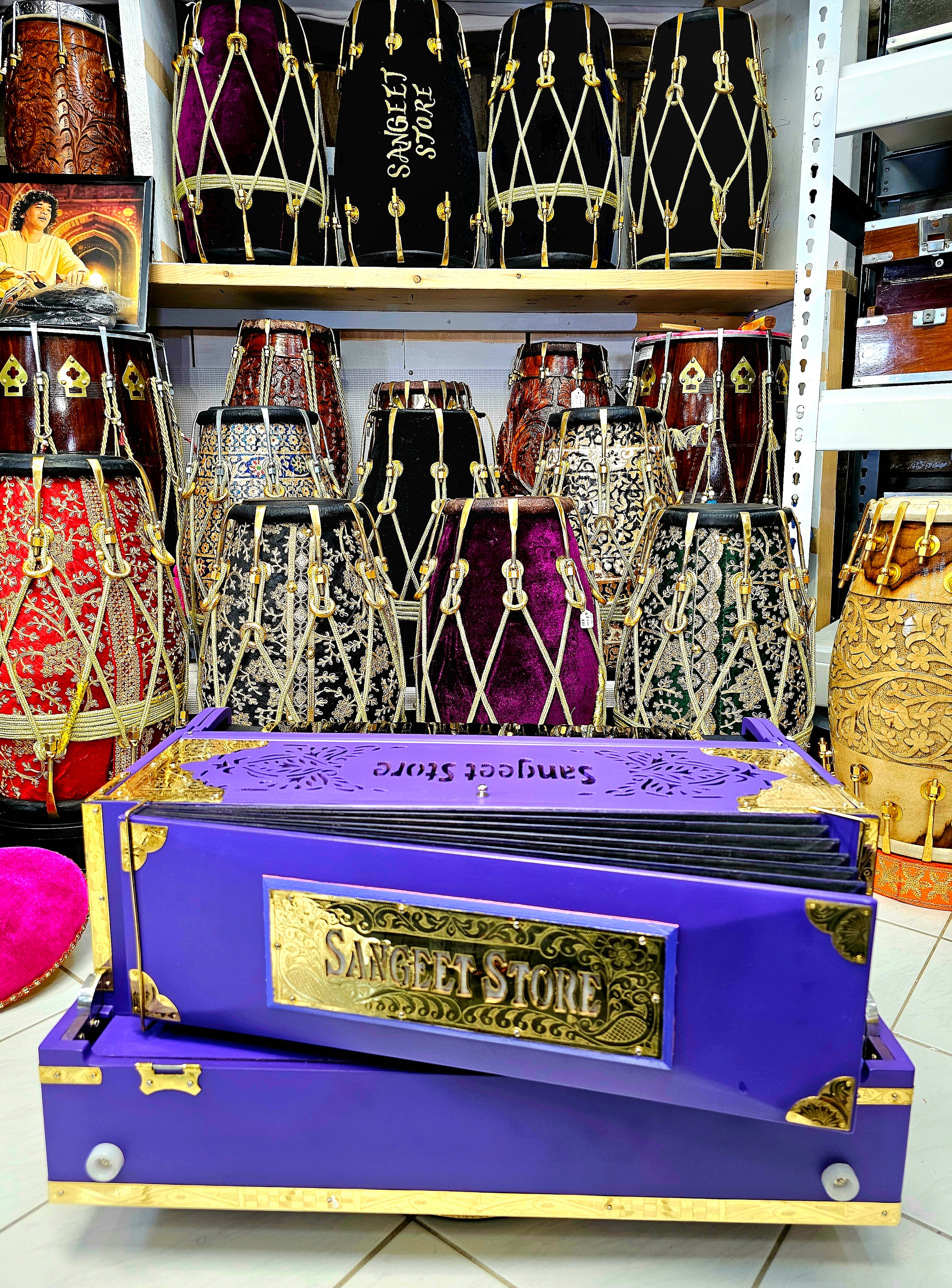 Royal Orchid Harmony: Matte Purple Sangeet Store 3 Reed BMF 9 Scale-Changer Harmonium with Ebony Keys