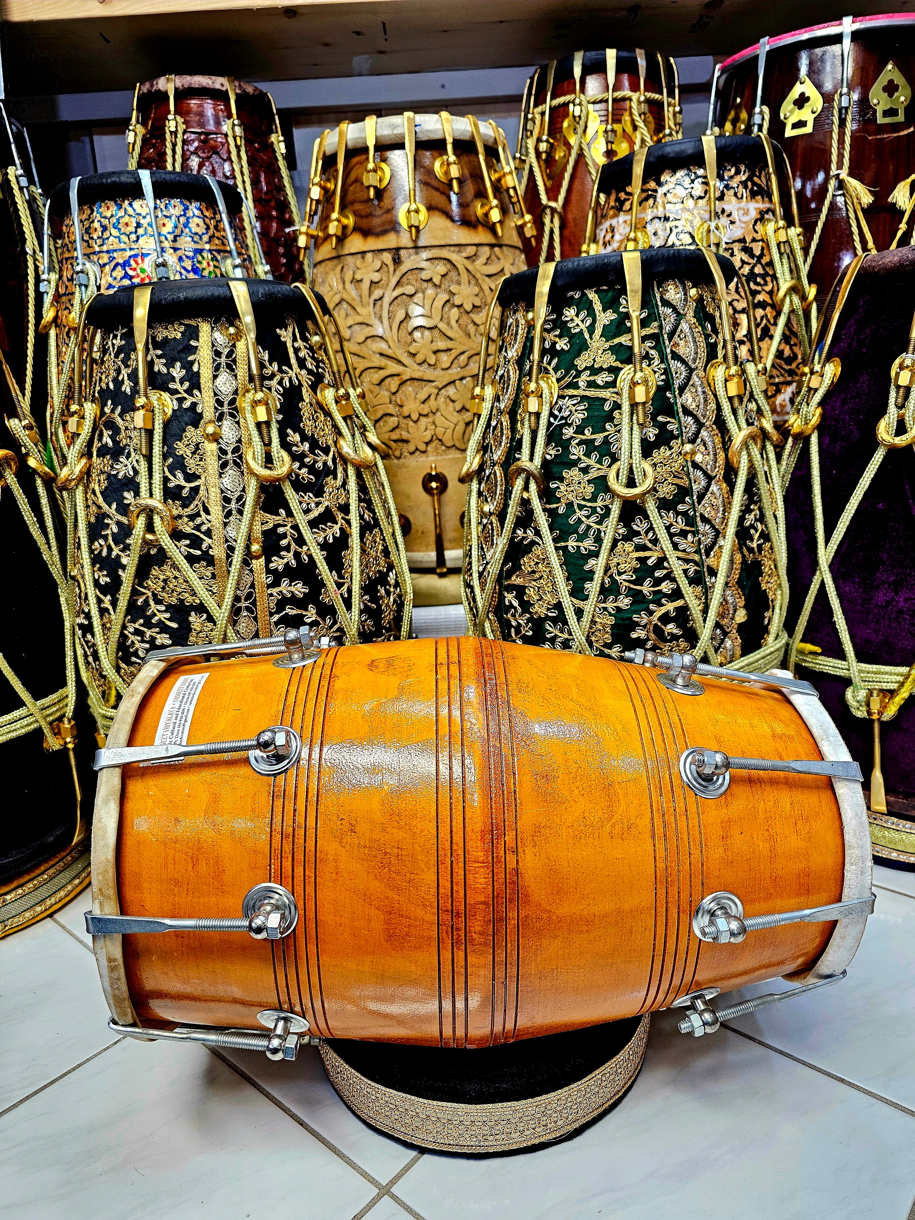 Authentic Echoes: Traditional Mango Wood Student Quality Dholak with Minor Cosmetic Defects